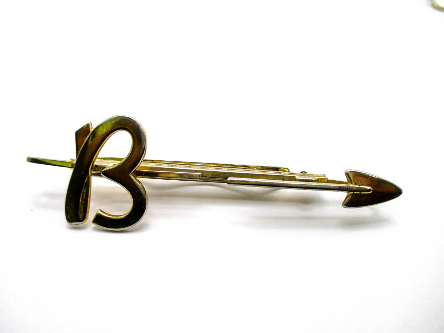 Long Arrow Tie Clasp - Letter "B" - Split EXTENDING Middle - By Hickok