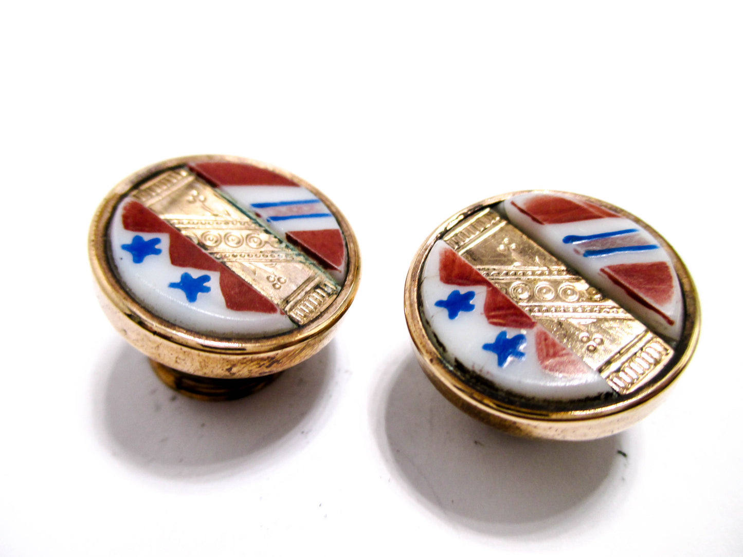 Victorian Patriotic Cuff Buttons - Red White and Blue