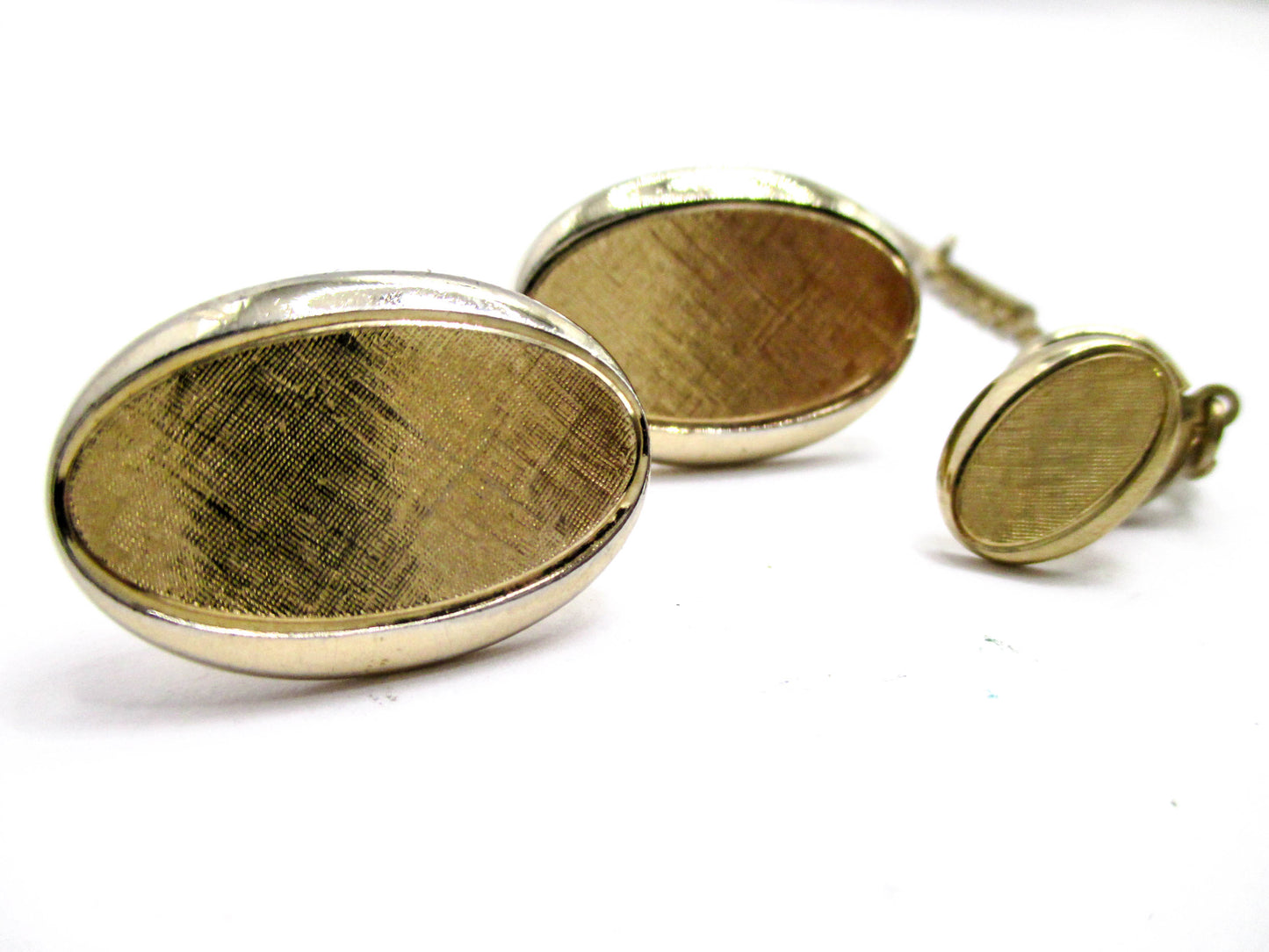 Gold Tone Business Set Cufflinks and Lapel Pin