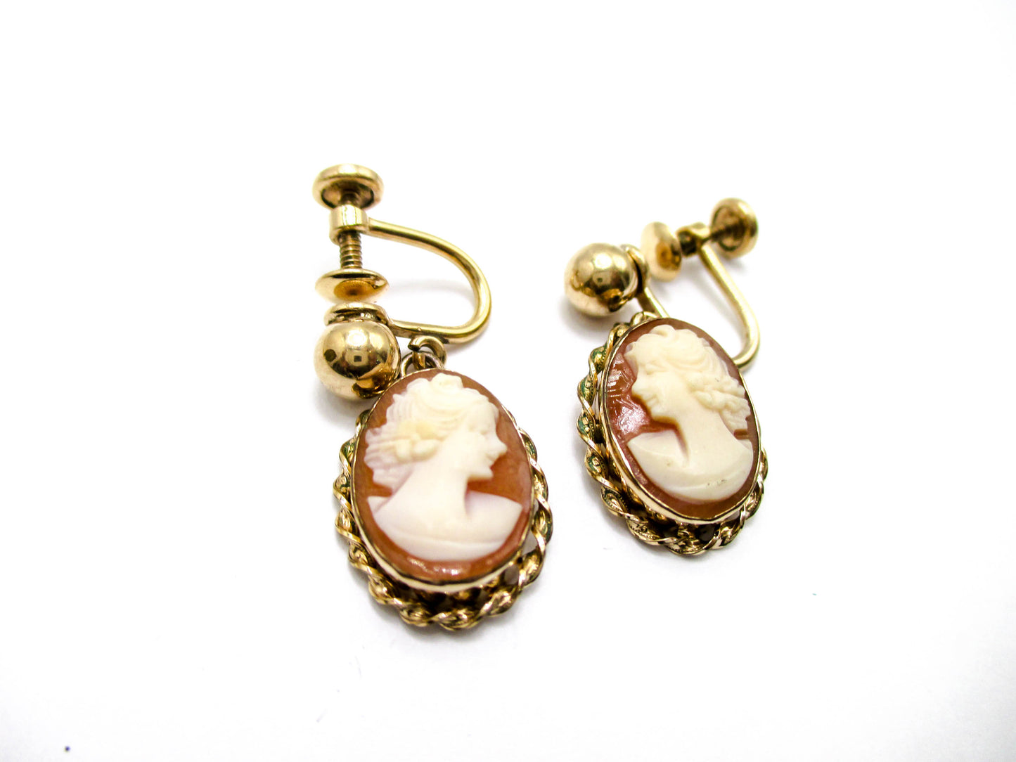 Carved Shell Cameo Earrings - Van Dell 12K GF
