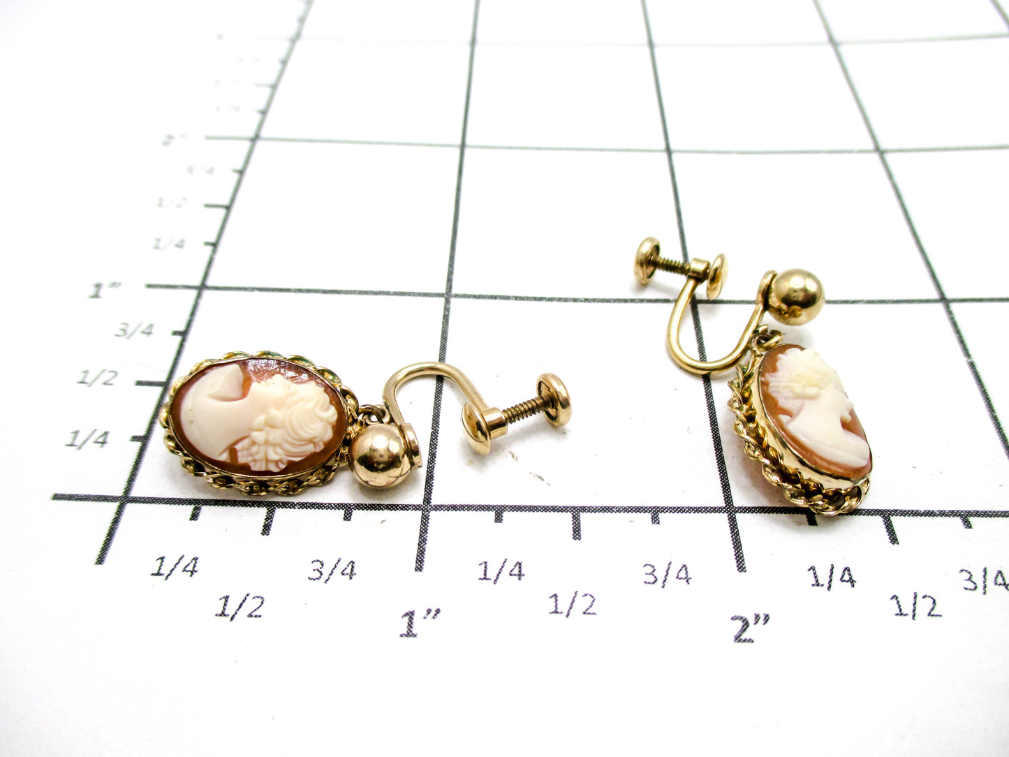 Carved Shell Cameo Earrings - Van Dell 12K GF