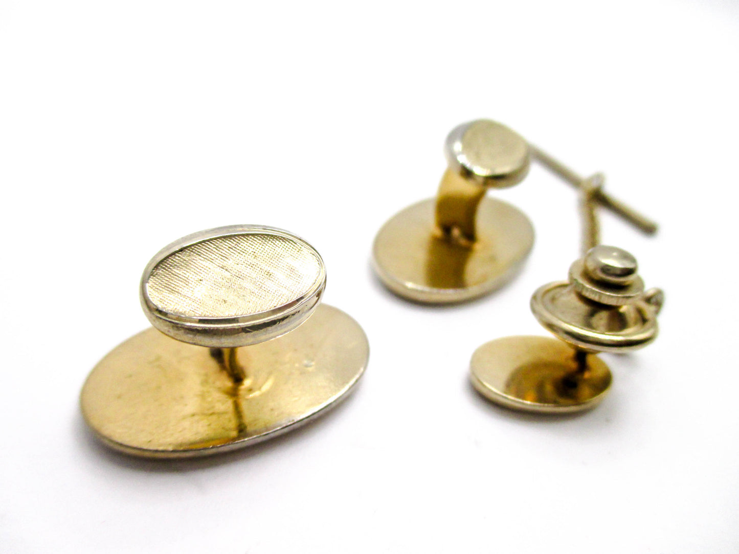 Gold Tone Business Set Cufflinks and Lapel Pin