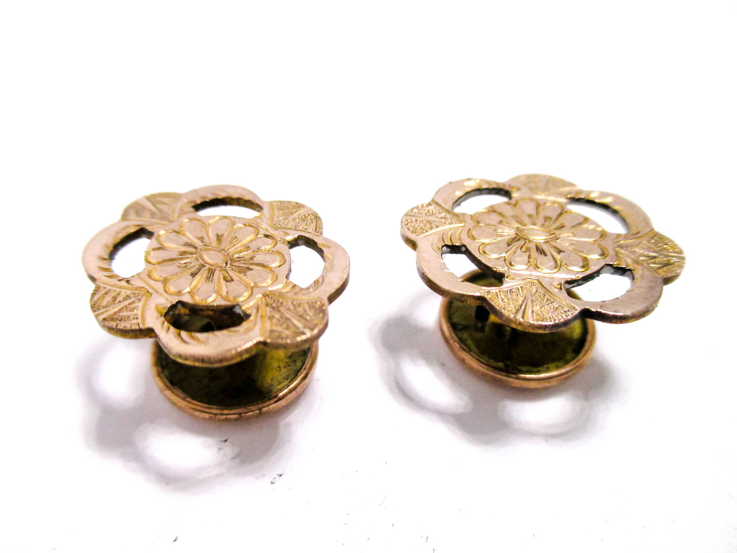 Victorian Edelweiss Cuff Buttons - Antique Floral Cufflinks