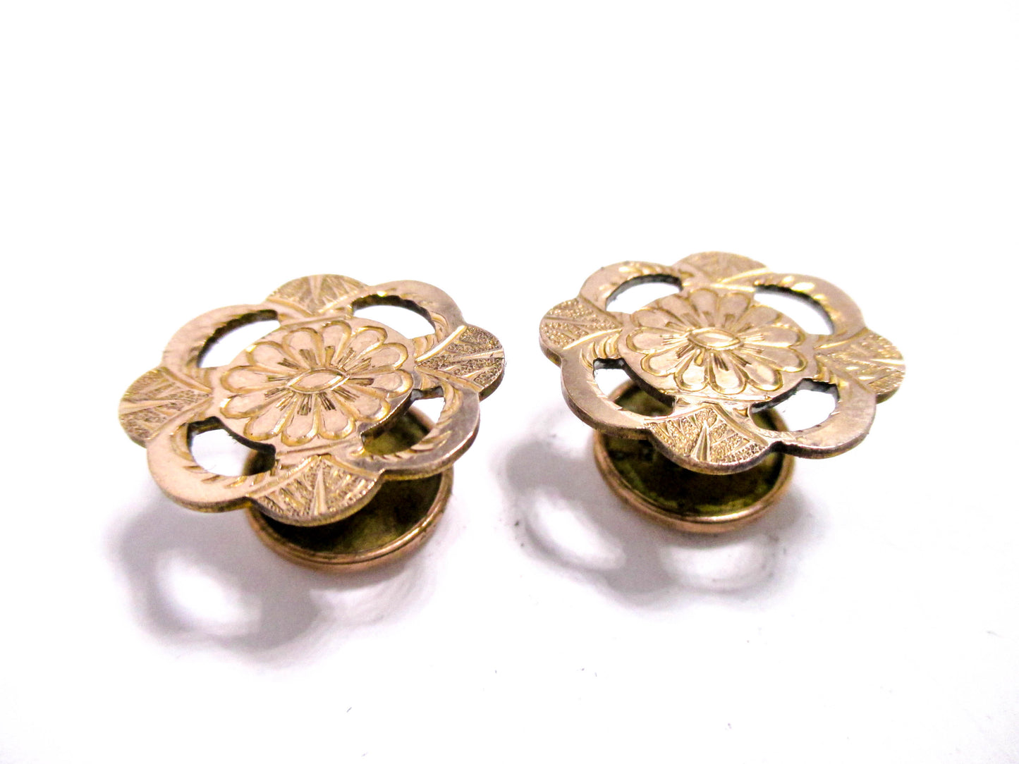 Victorian Edelweiss Cuff Buttons - Antique Floral Cufflinks