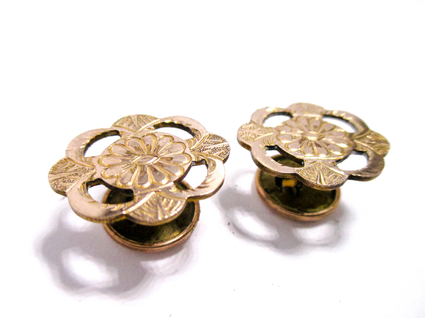 Victorian Edelweiss Cuff Buttons - Antique Floral Cufflinks