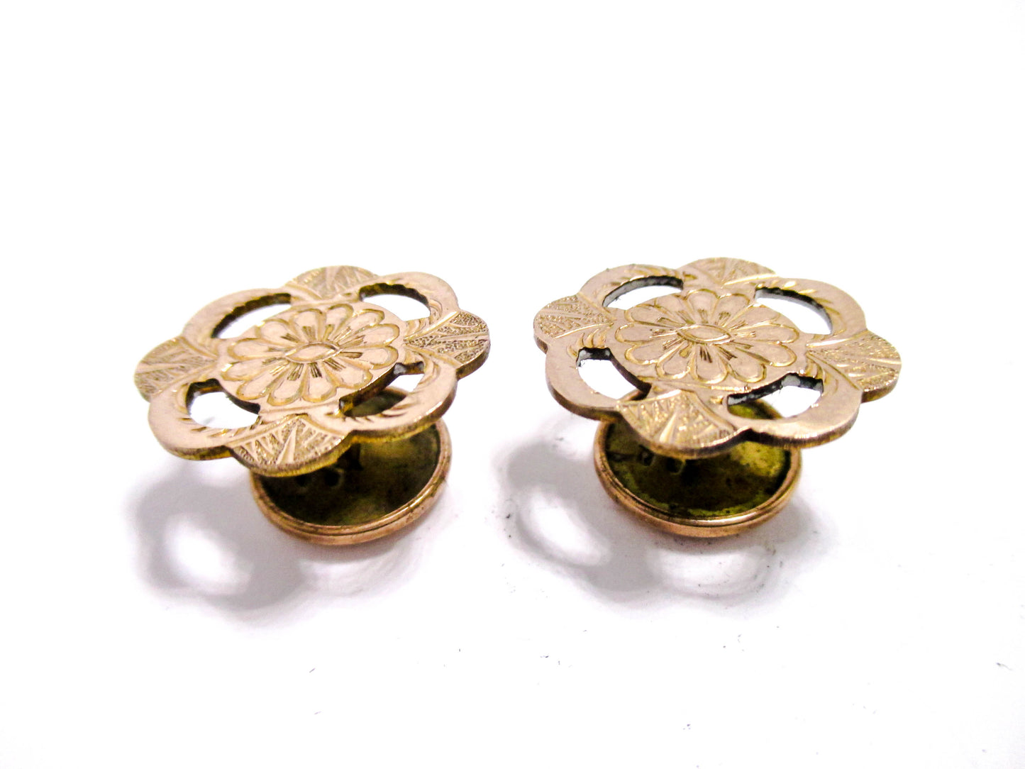 Victorian Edelweiss Cuff Buttons - Antique Floral Cufflinks