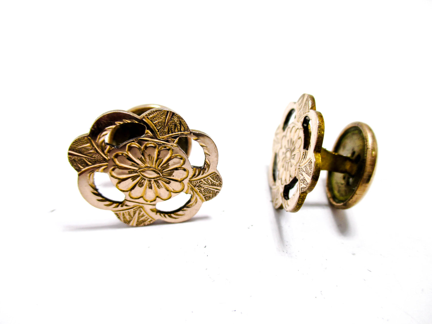 Victorian Edelweiss Cuff Buttons - Antique Floral Cufflinks