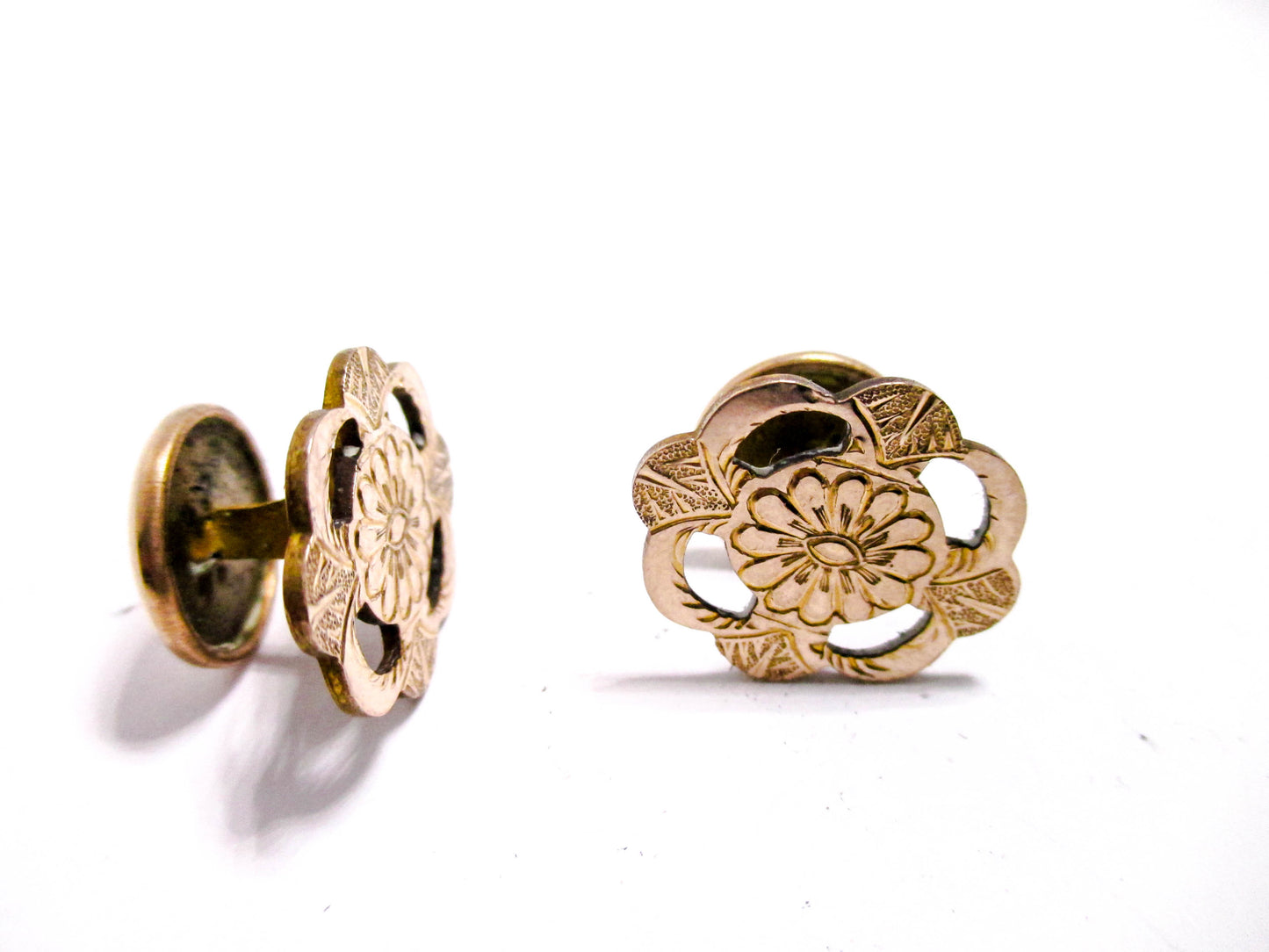 Victorian Edelweiss Cuff Buttons - Antique Floral Cufflinks