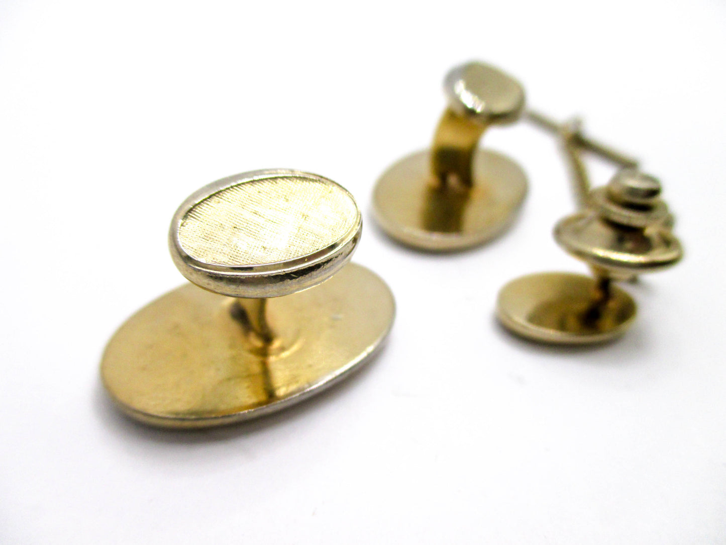 Gold Tone Business Set Cufflinks and Lapel Pin