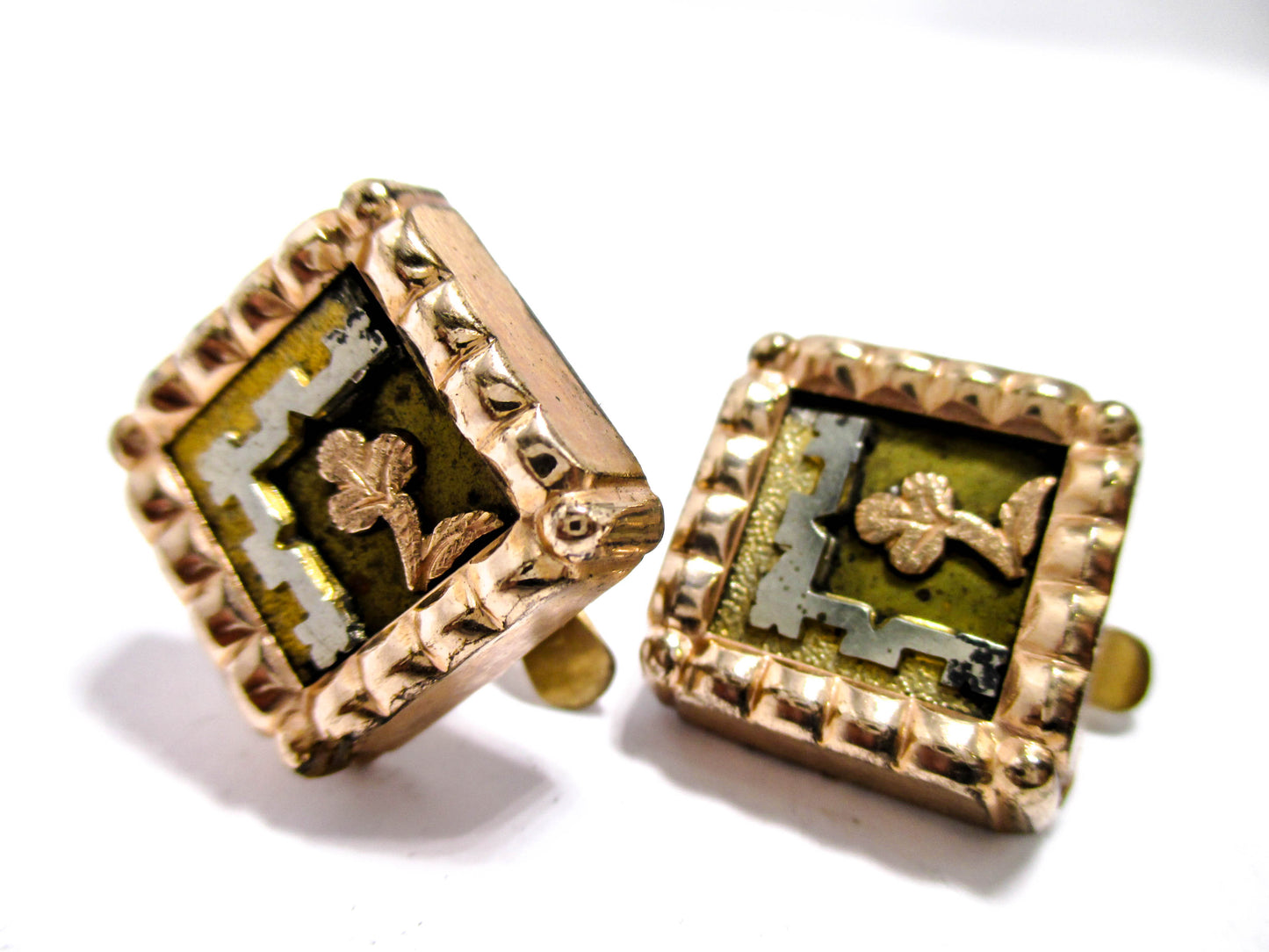 Victorian Tri-Gold Cuff Buttons- A Mimic of Back Hills Gold