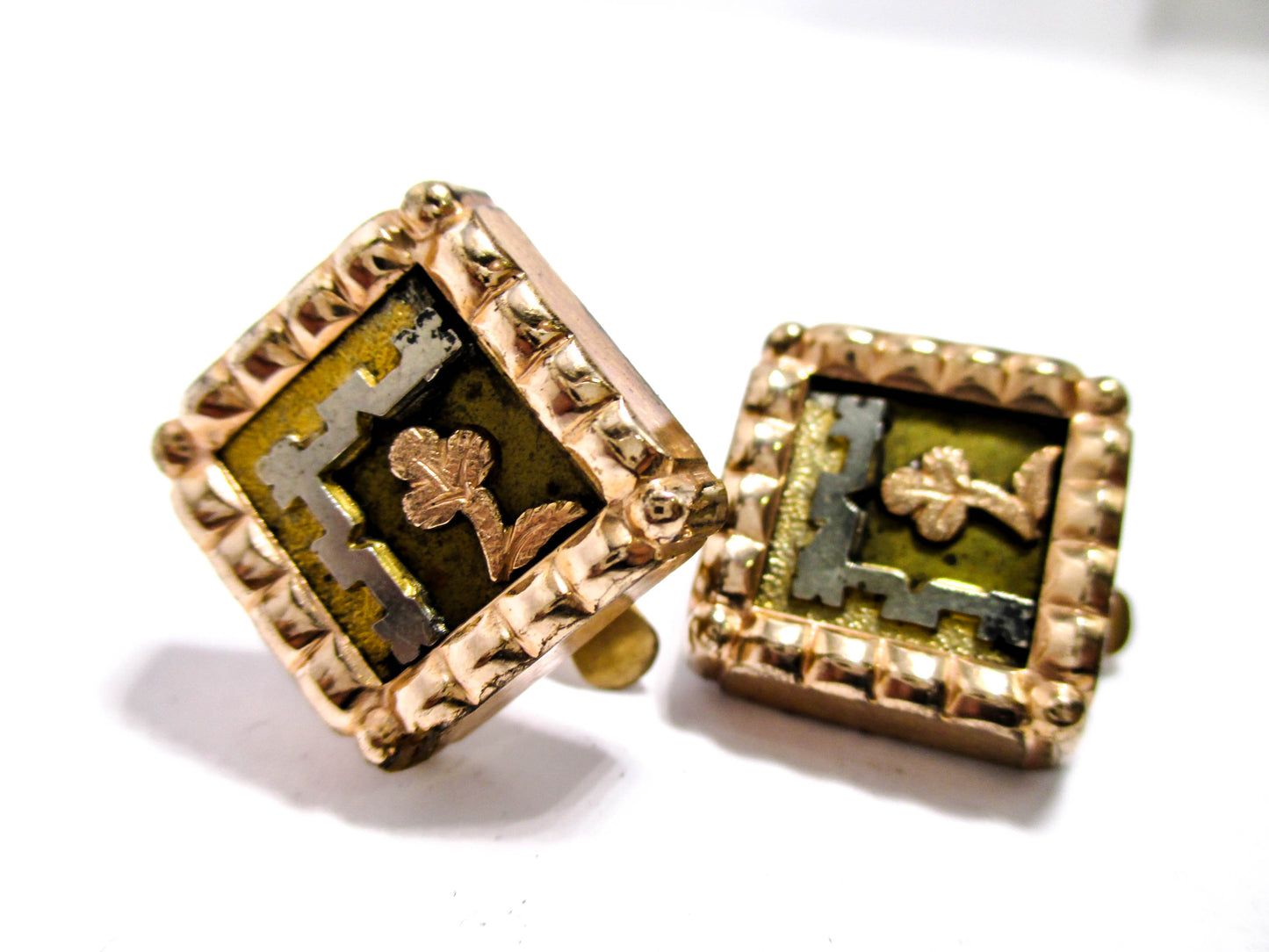 Victorian Tri-Gold Cuff Buttons- A Mimic of Back Hills Gold