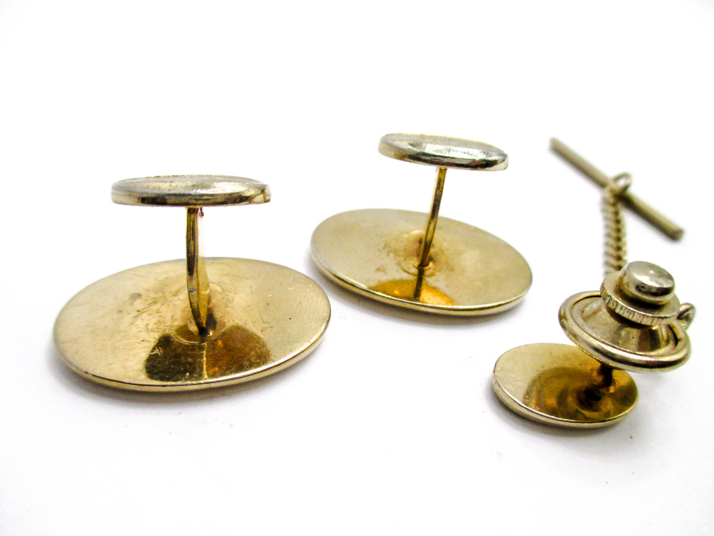 Gold Tone Business Set Cufflinks and Lapel Pin