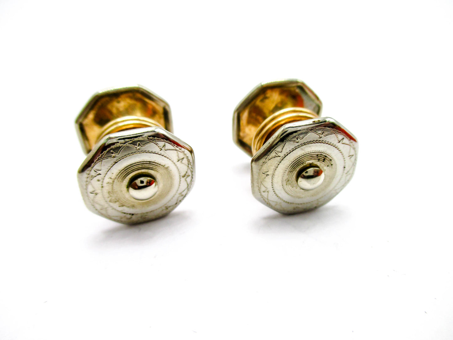 1920s Gold Filled "STA LOKT" Security Tab Snap Cufflinks