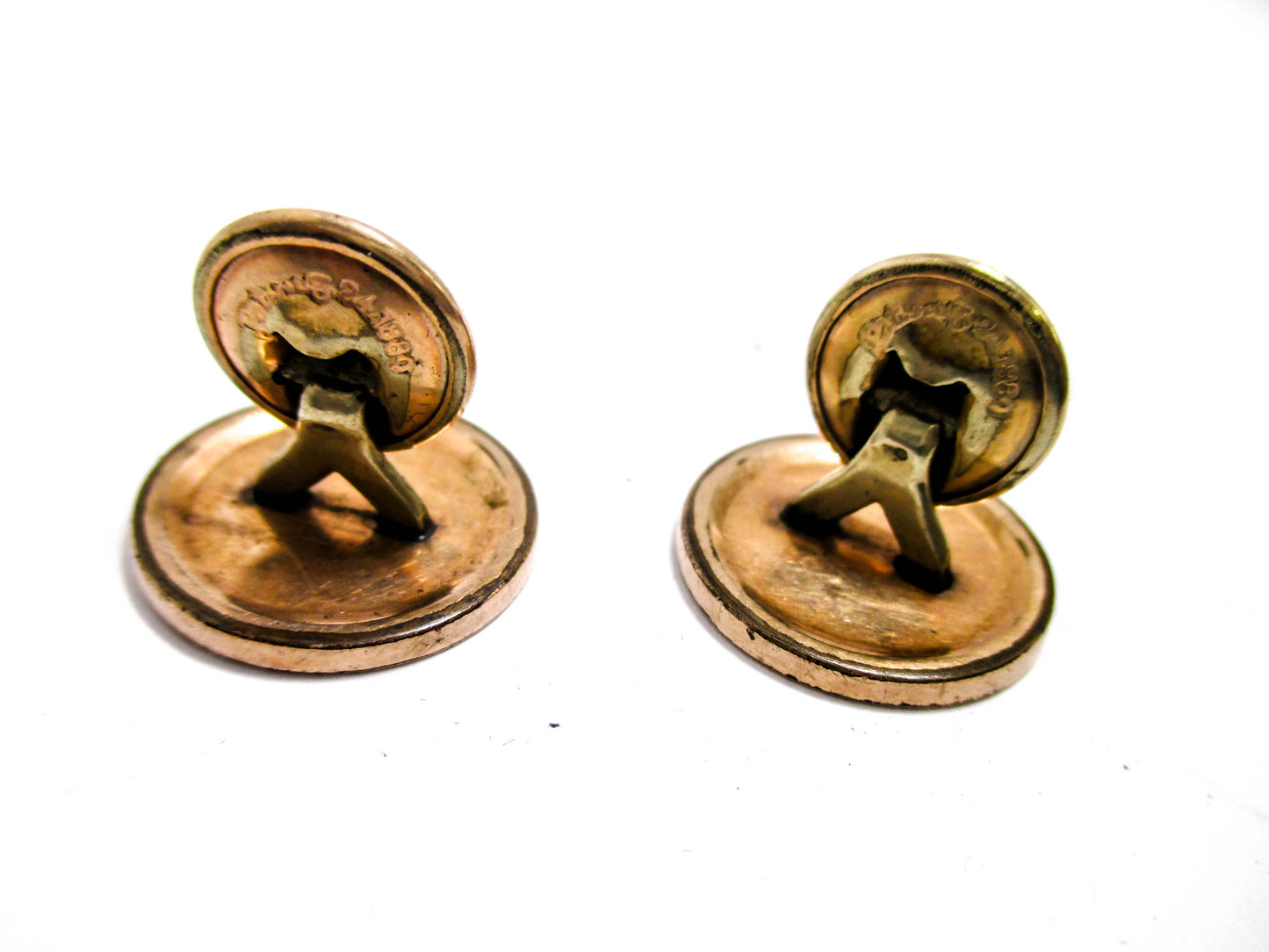 19th Century Odd Fellows Cuff Buttons - 3 Rings and FLT