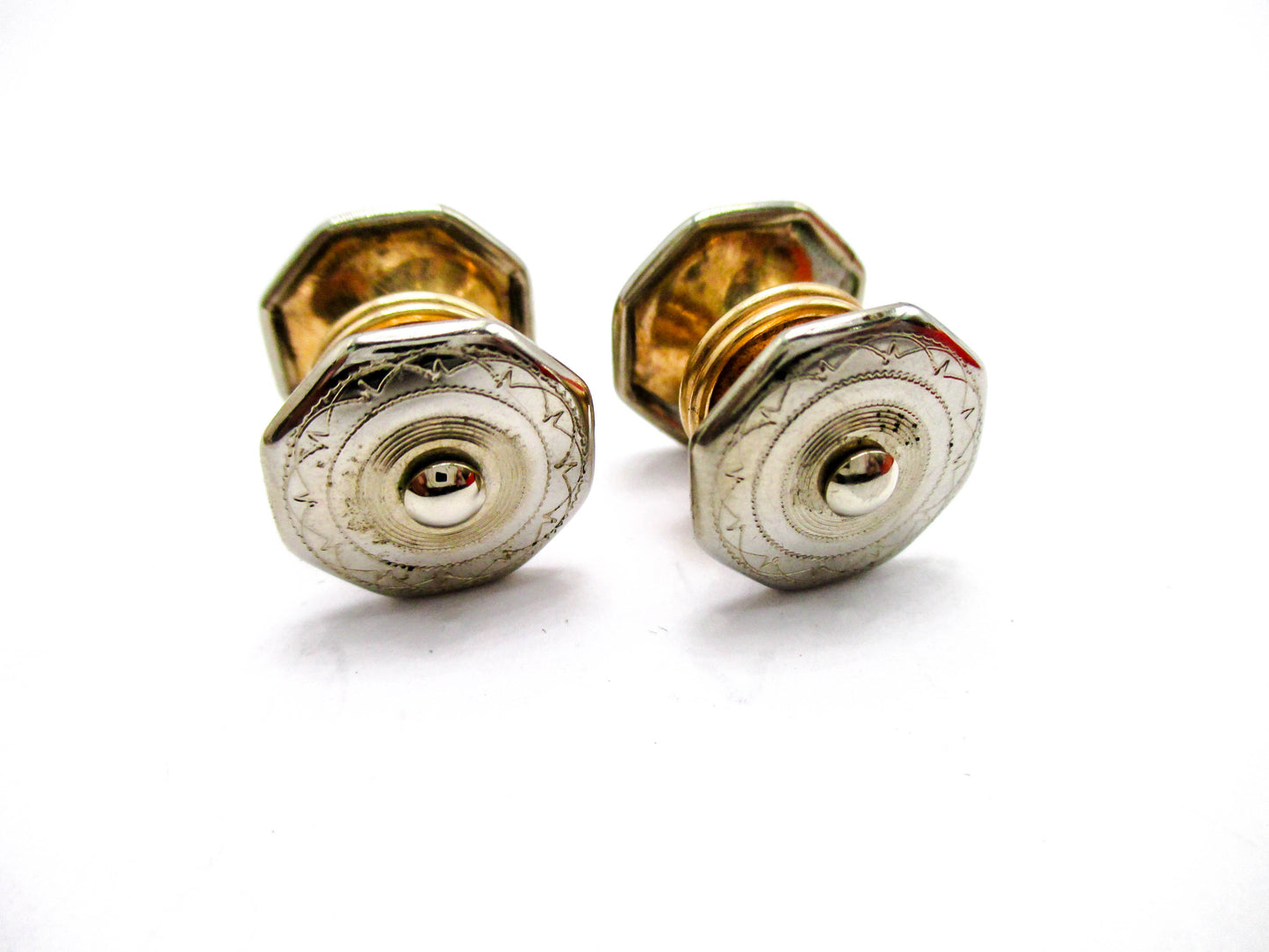 1920s Gold Filled "STA LOKT" Security Tab Snap Cufflinks