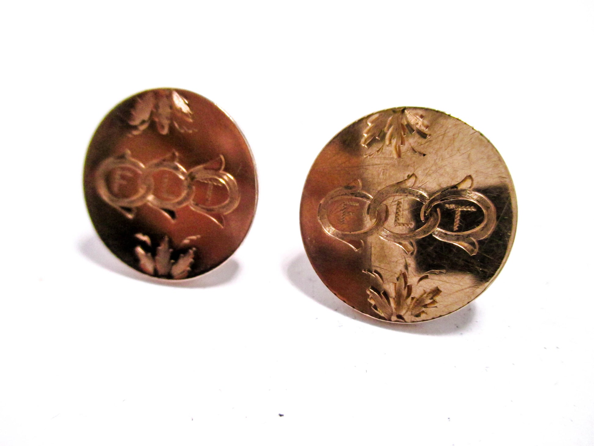 19th Century Odd Fellows Cuff Buttons - 3 Rings and FLT