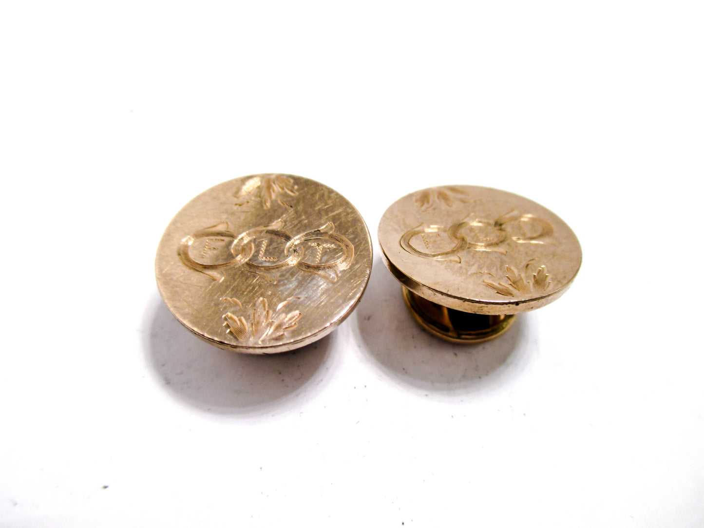 19th Century Odd Fellows Cuff Buttons - 3 Rings and FLT