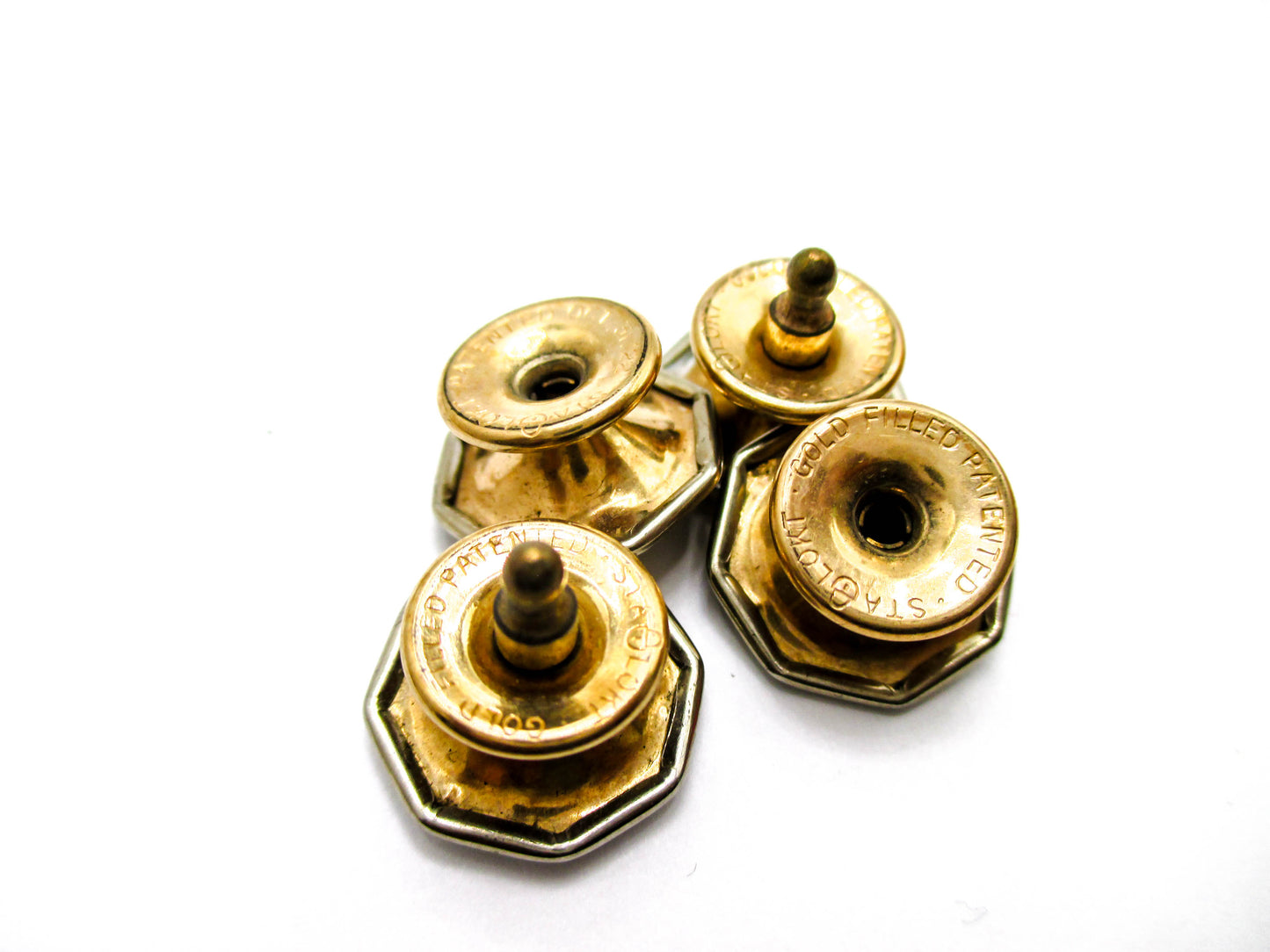1920s Gold Filled "STA LOKT" Security Tab Snap Cufflinks
