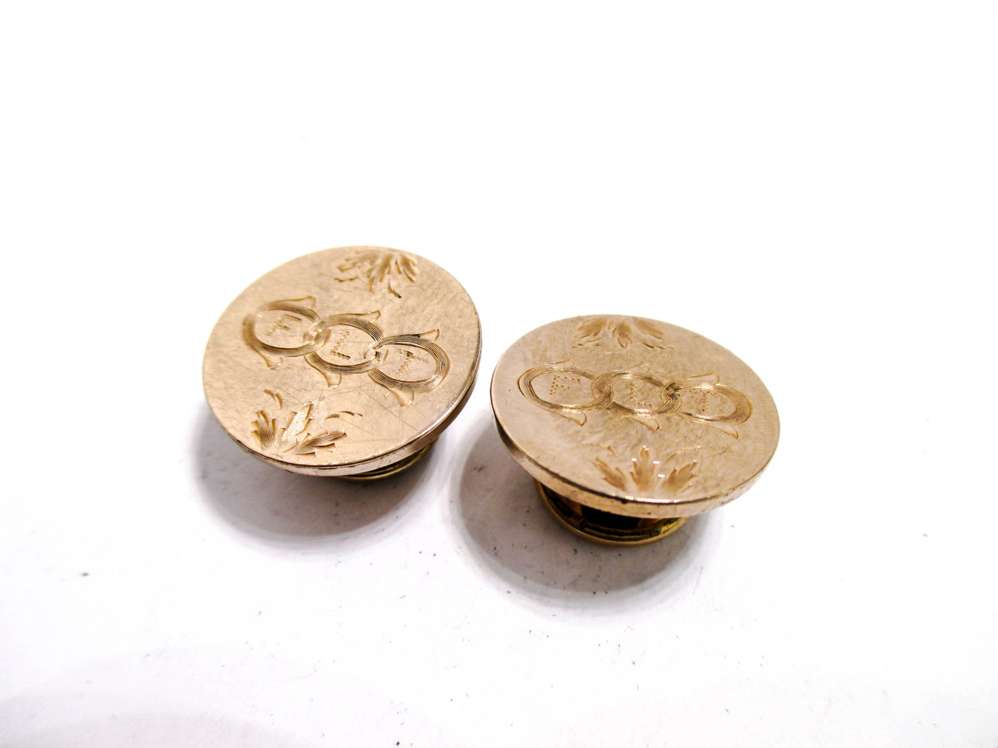 19th Century Odd Fellows Cuff Buttons - 3 Rings and FLT