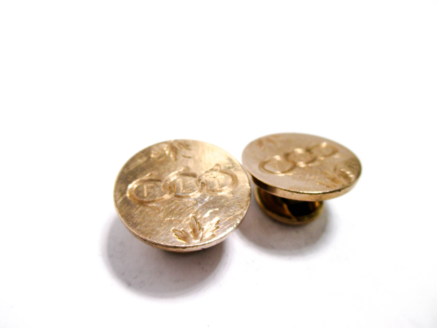 19th Century Odd Fellows Cuff Buttons - 3 Rings and FLT