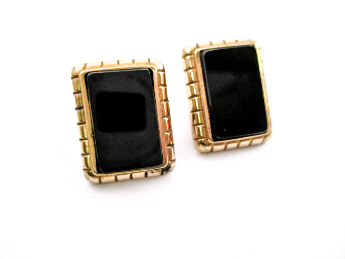 1880s Black Onyx Cuff Buttons - Victorian Cufflinks
