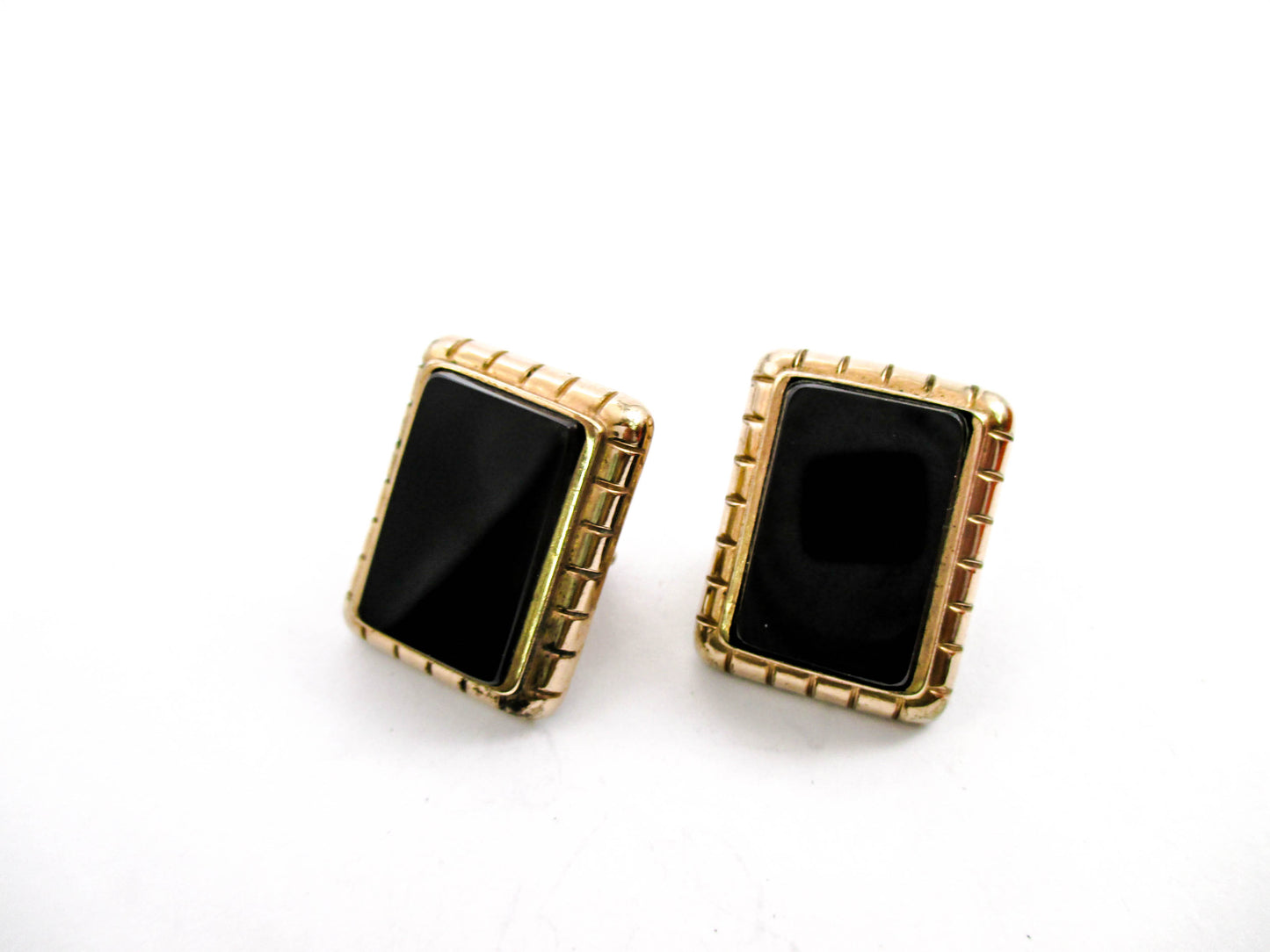 1880s Black Onyx Cuff Buttons - Victorian Cufflinks