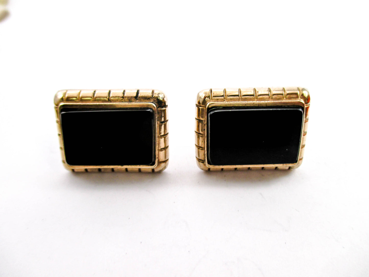 1880s Black Onyx Cuff Buttons - Victorian Cufflinks