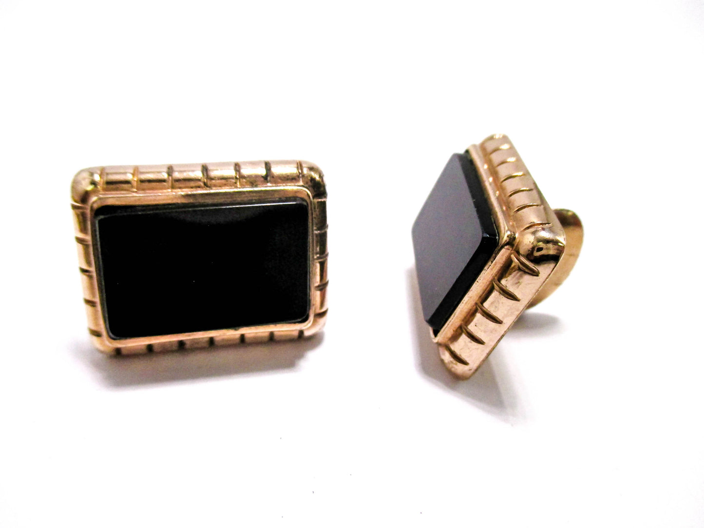 1880s Black Onyx Cuff Buttons - Victorian Cufflinks