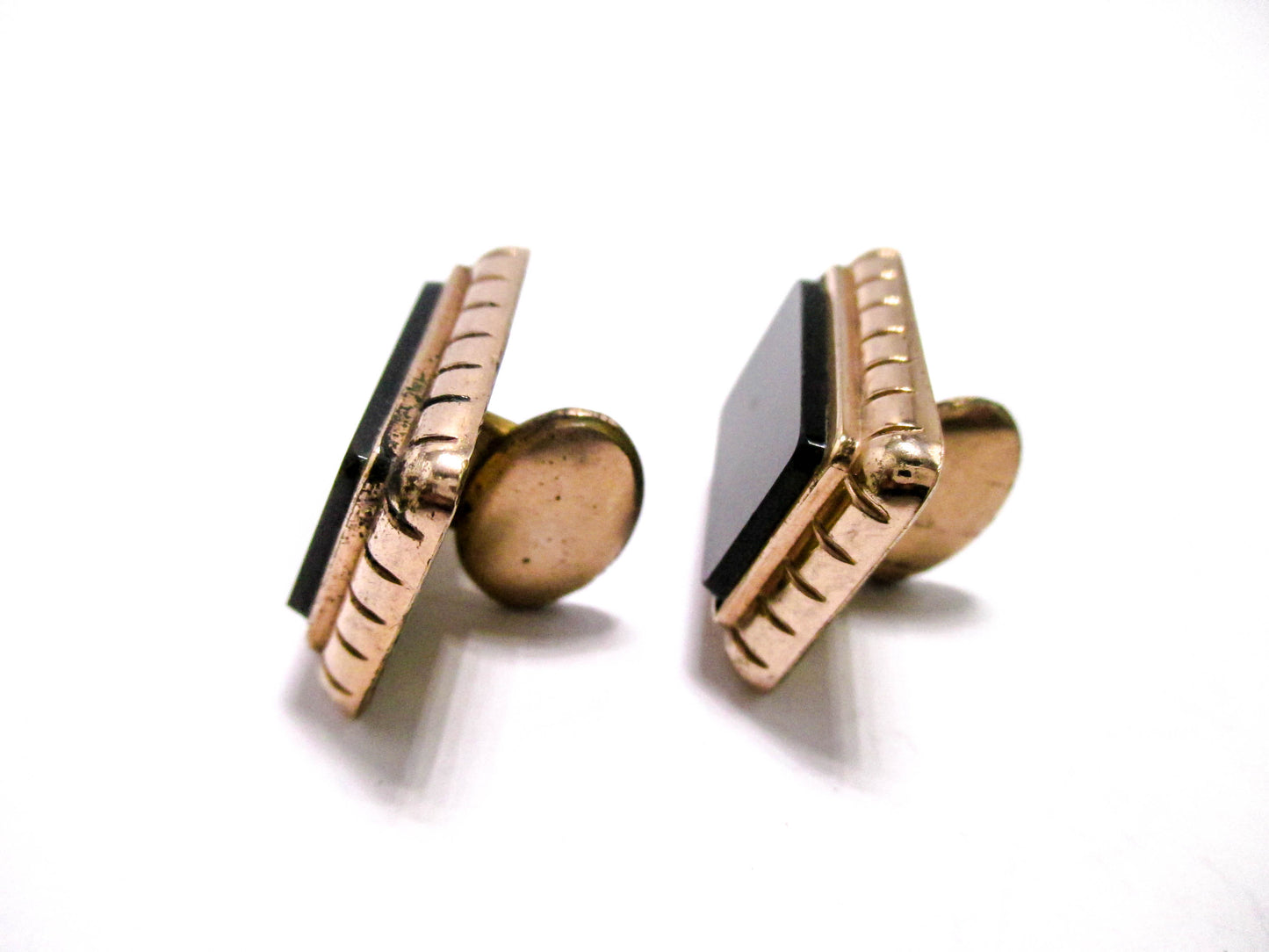 1880s Black Onyx Cuff Buttons - Victorian Cufflinks