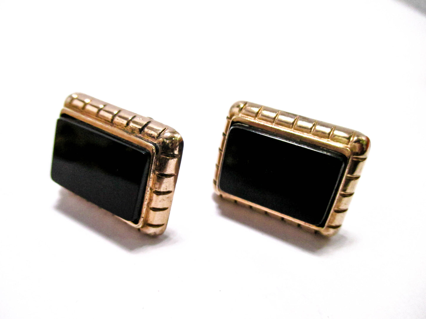 1880s Black Onyx Cuff Buttons - Victorian Cufflinks