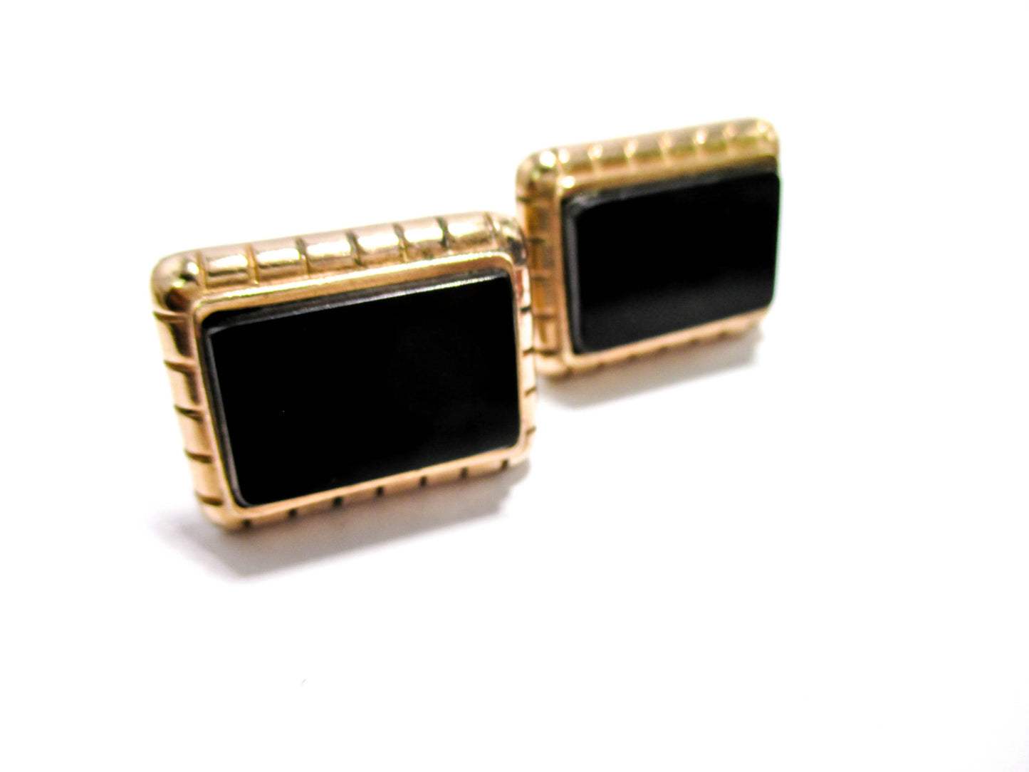 1880s Black Onyx Cuff Buttons - Victorian Cufflinks