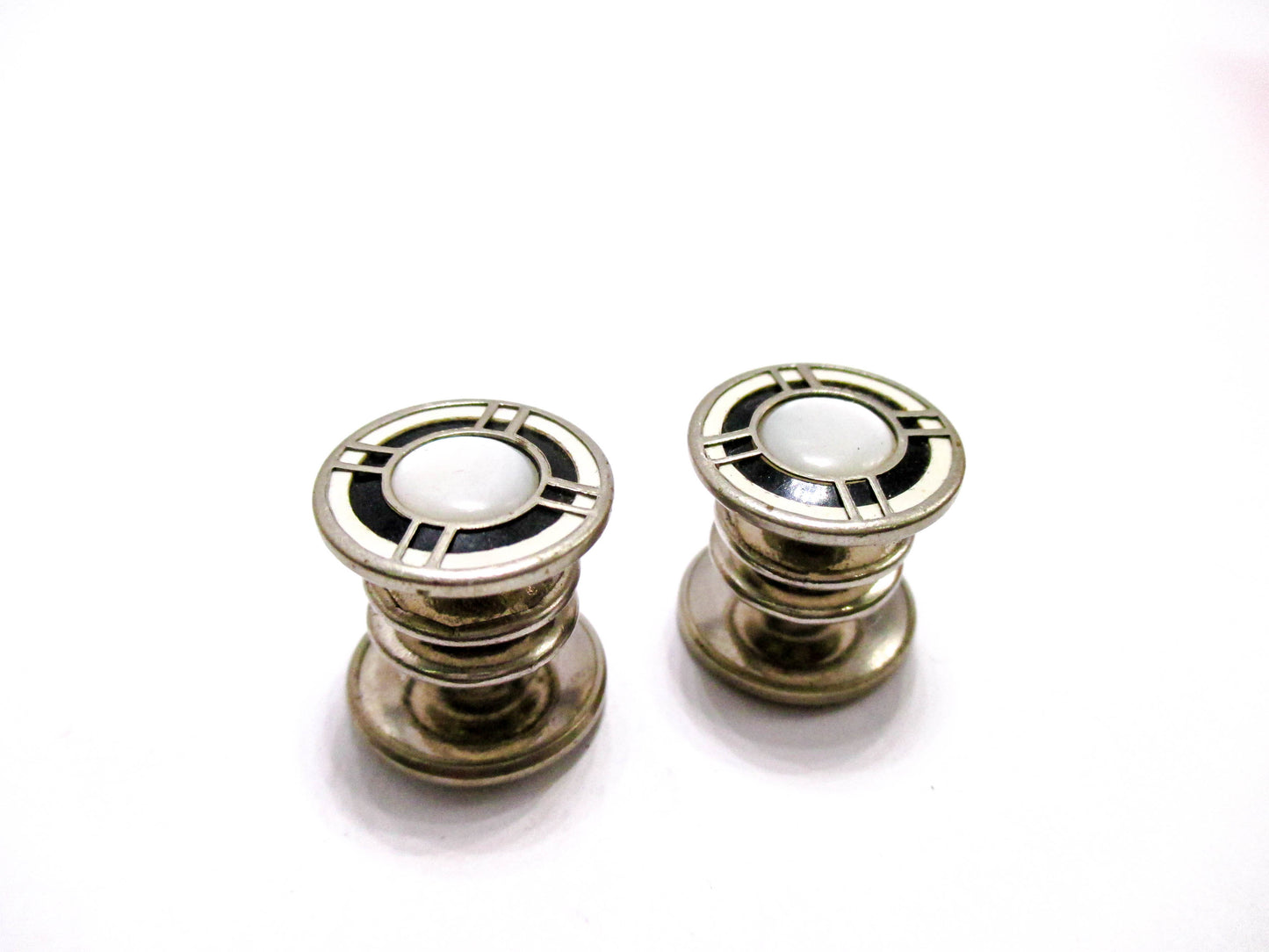 1920s Silver Tone Snap Cufflinks - Kum-A-Part Baer &amp; Wilde