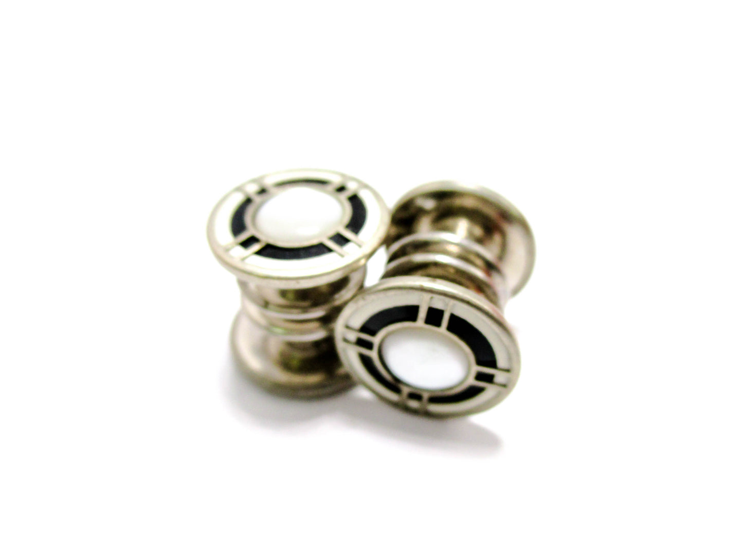 1920s Silver Tone Snap Cufflinks - Kum-A-Part Baer &amp; Wilde