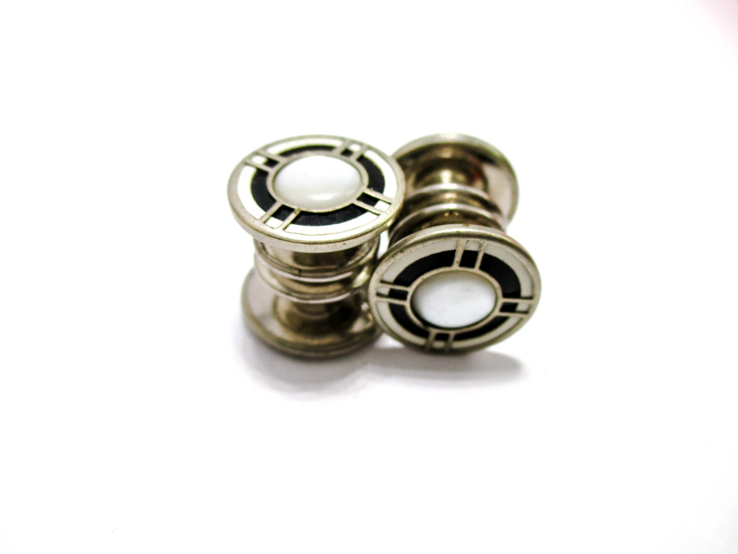 1920s Silver Tone Snap Cufflinks - Kum-A-Part Baer &amp; Wilde