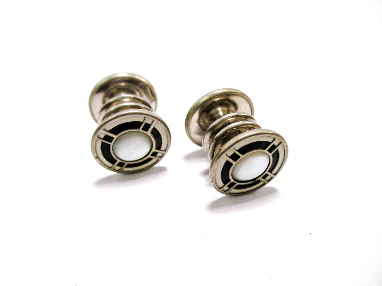 1920s Silver Tone Snap Cufflinks - Kum-A-Part Baer &amp; Wilde