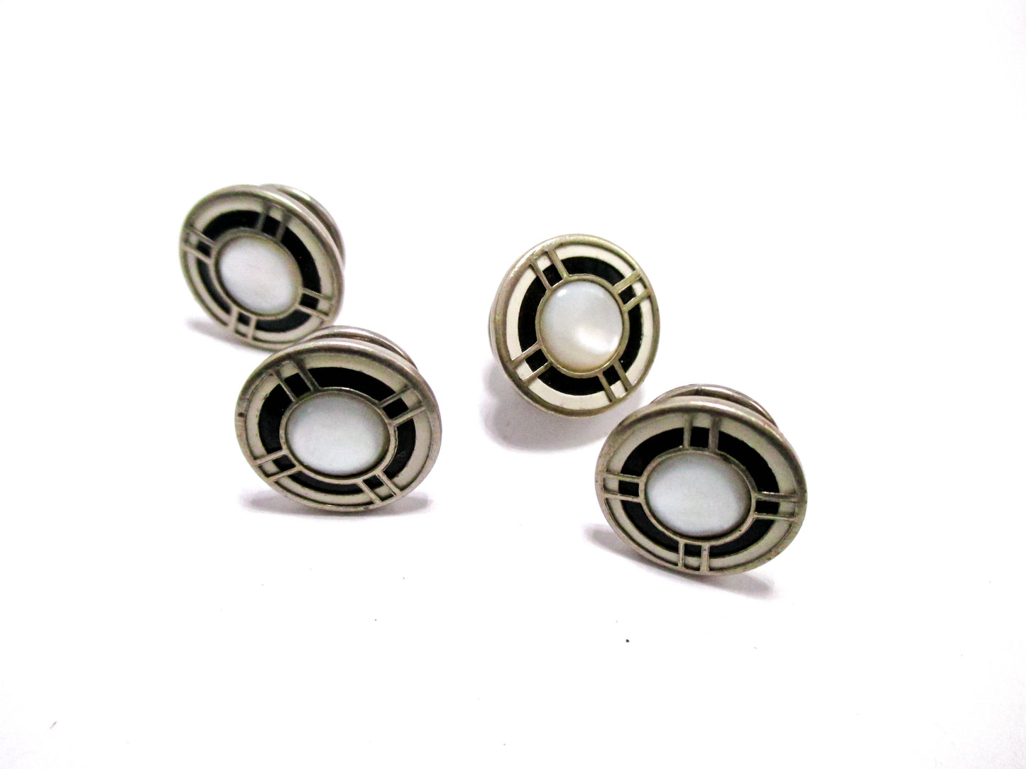 1920s Silver Tone Snap Cufflinks - Kum-A-Part Baer &amp; Wilde
