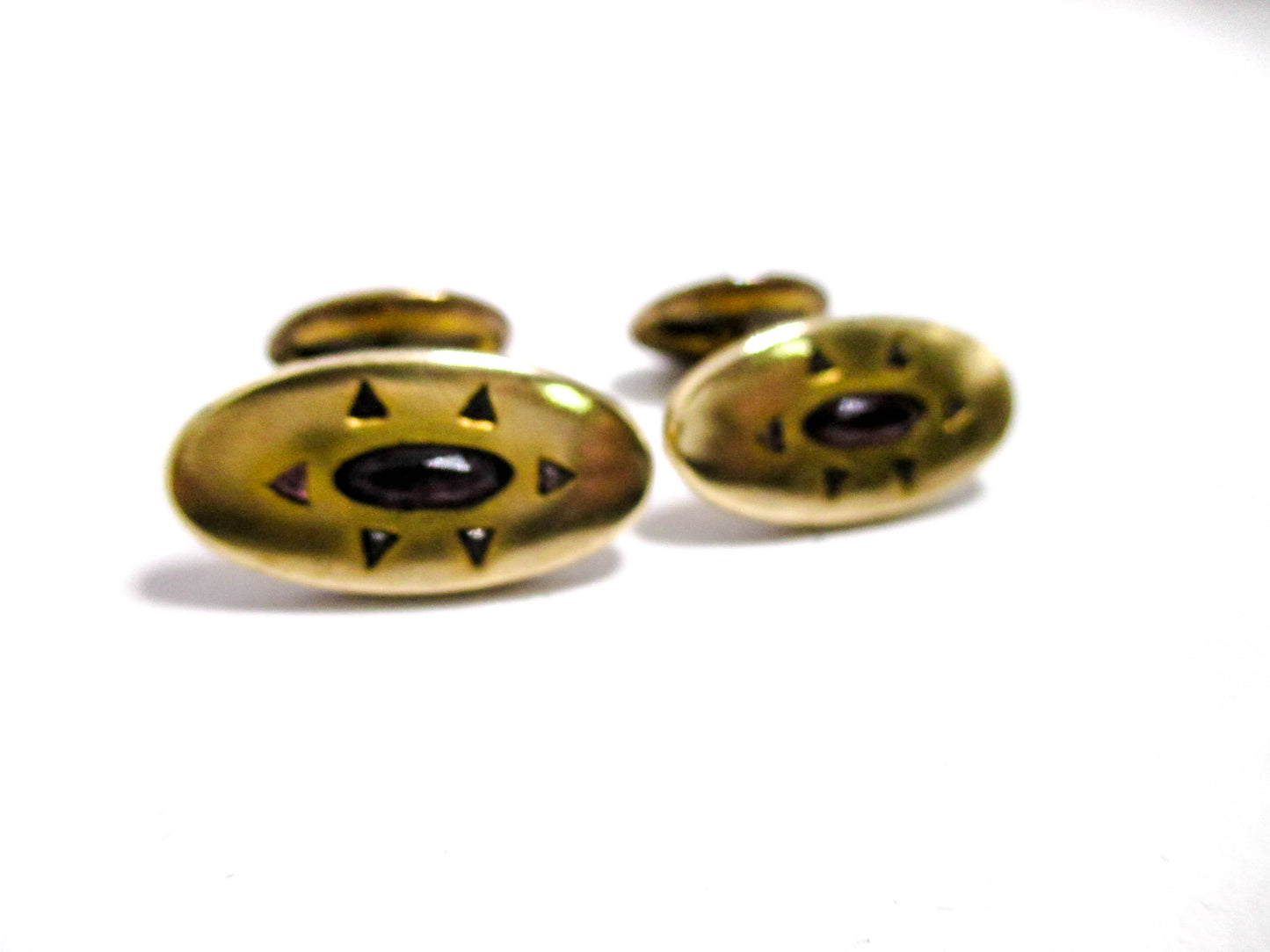 Edwardian Cufflinks - Faceted Amethyst Glass Centers and Accents