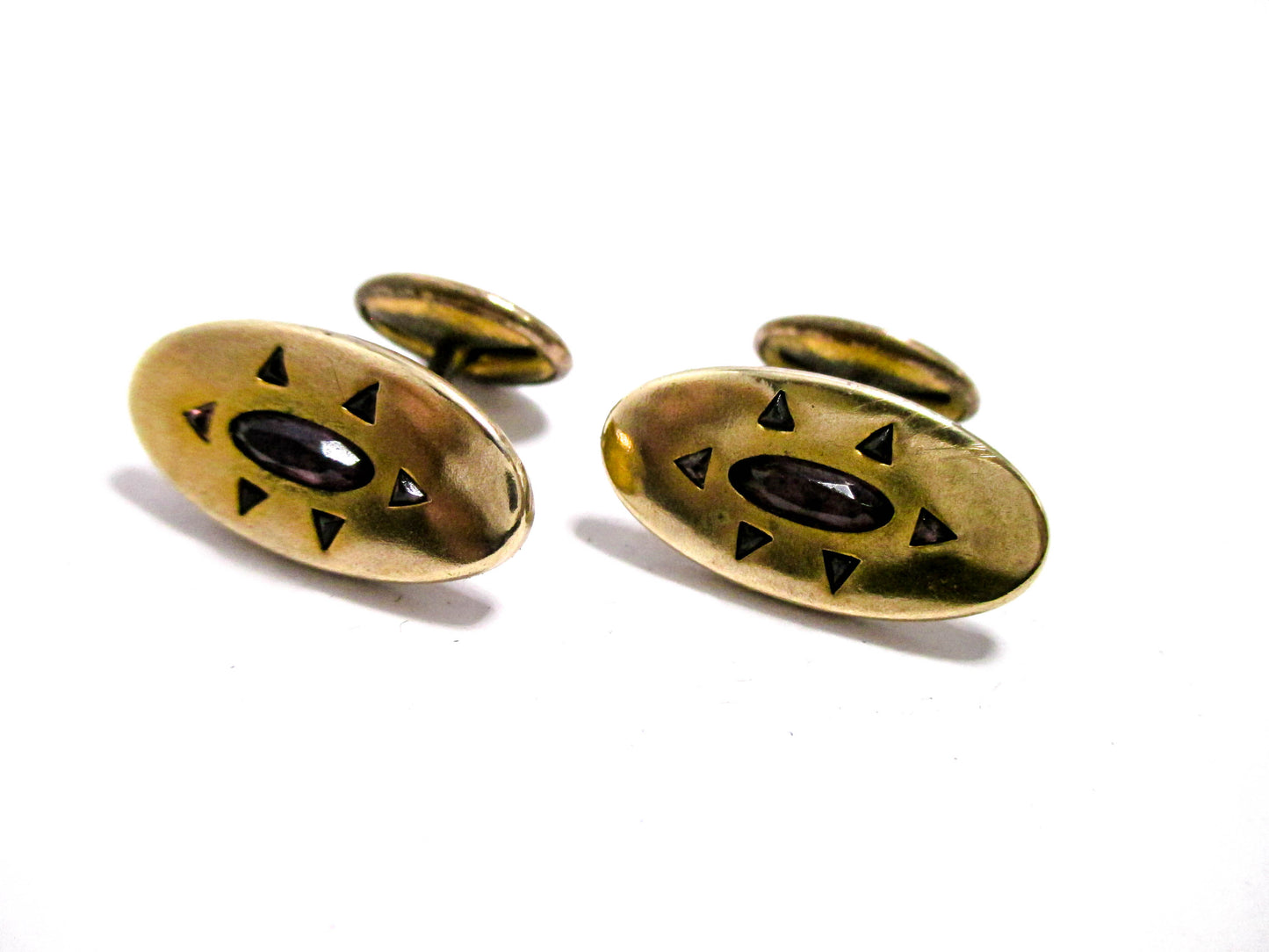 Edwardian Cufflinks - Faceted Amethyst Glass Centers and Accents