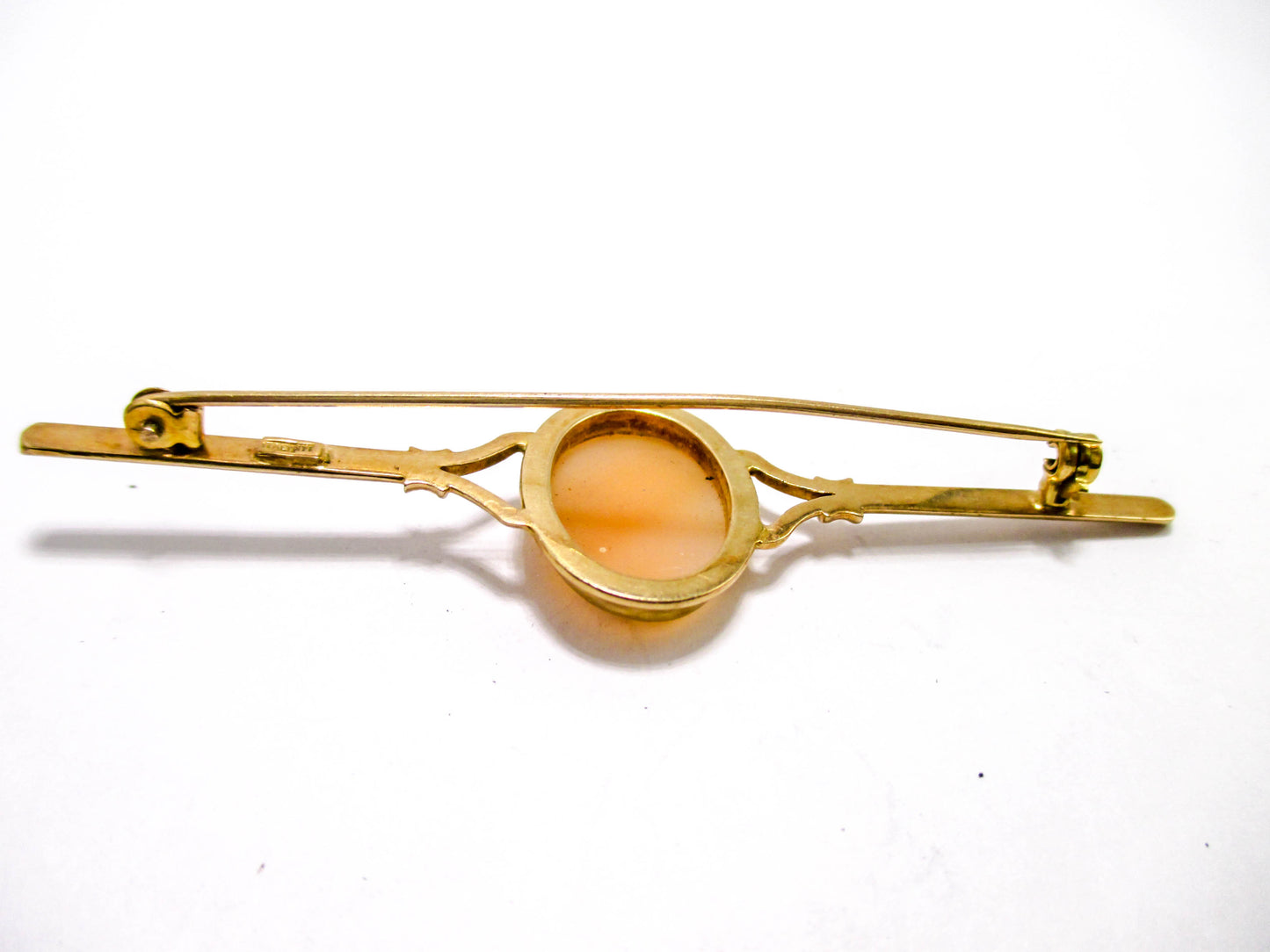 14K Cameo Bar Brooch Pin