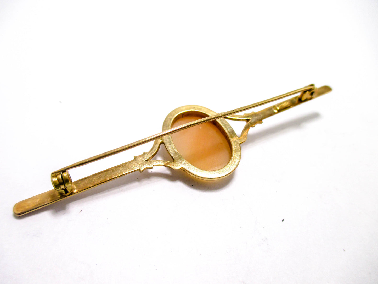 14K Cameo Bar Brooch Pin