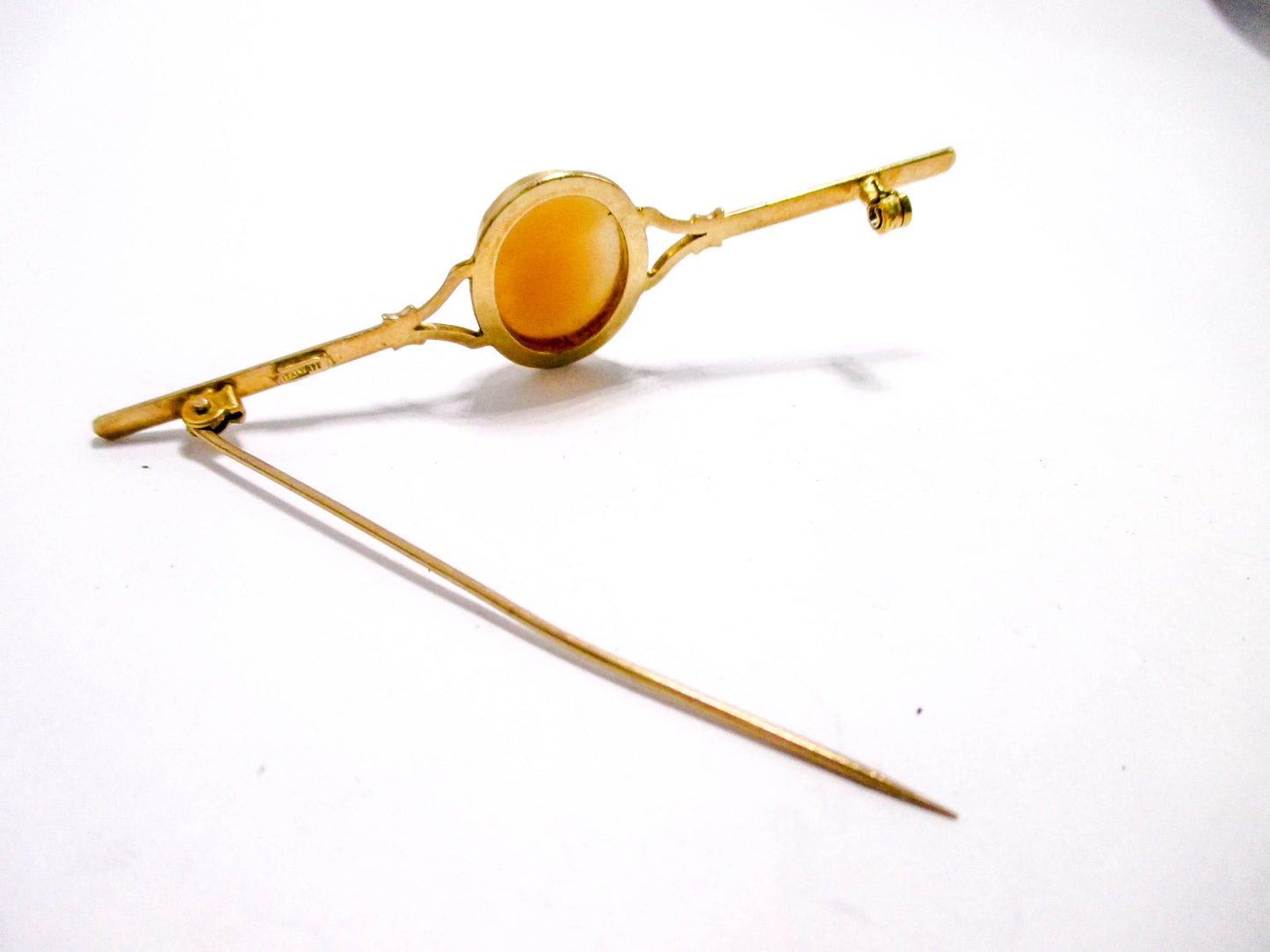 14K Cameo Bar Brooch Pin