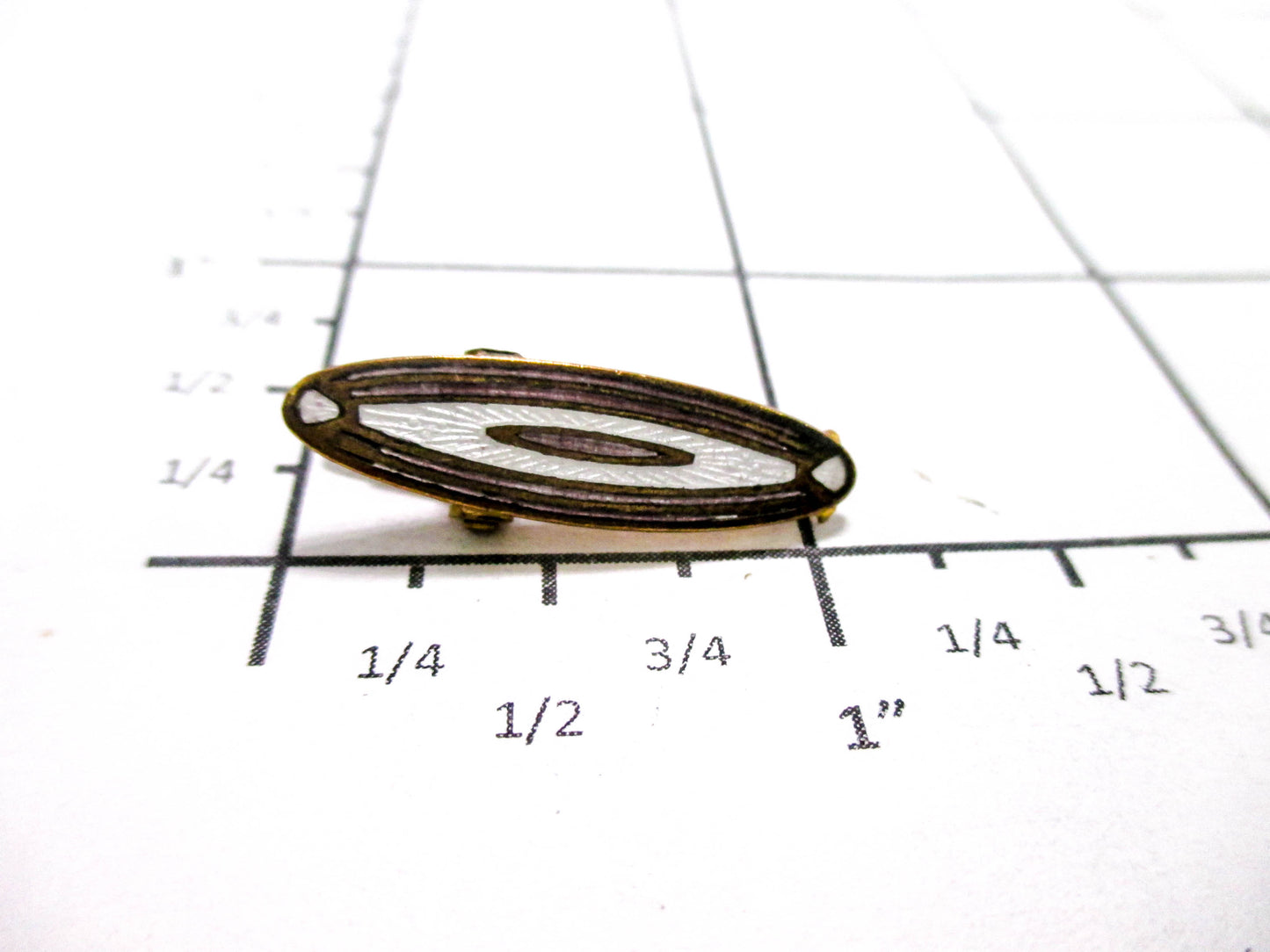 Short Gold Tone Tie Clip with Antique Enameling