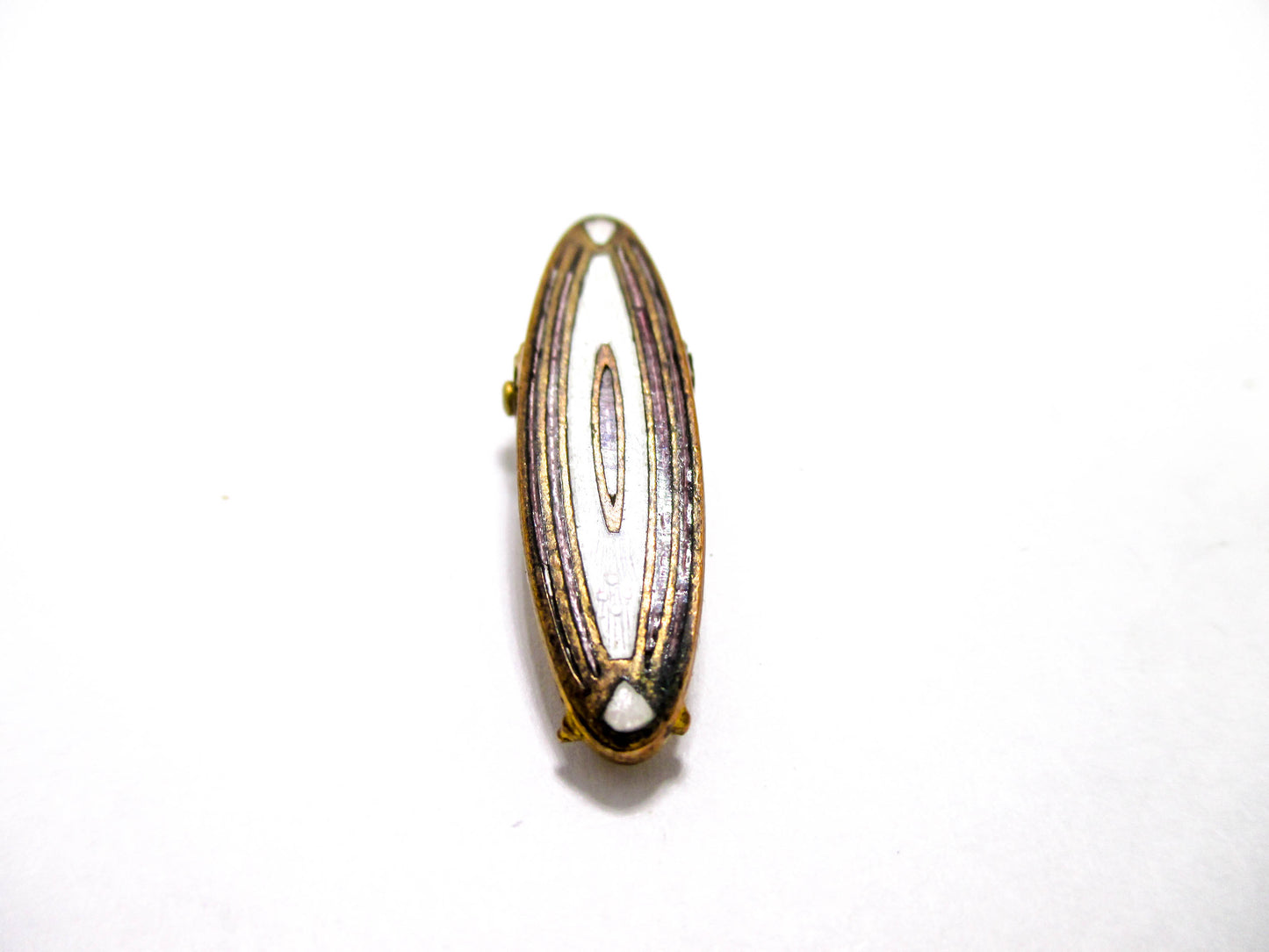 Short Gold Tone Tie Clip with Antique Enameling