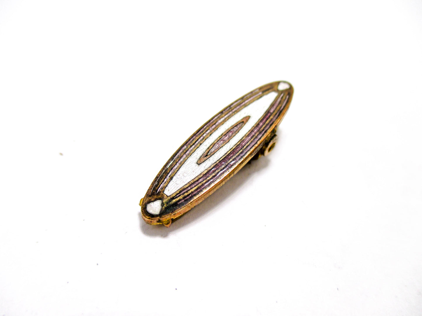Short Gold Tone Tie Clip with Antique Enameling