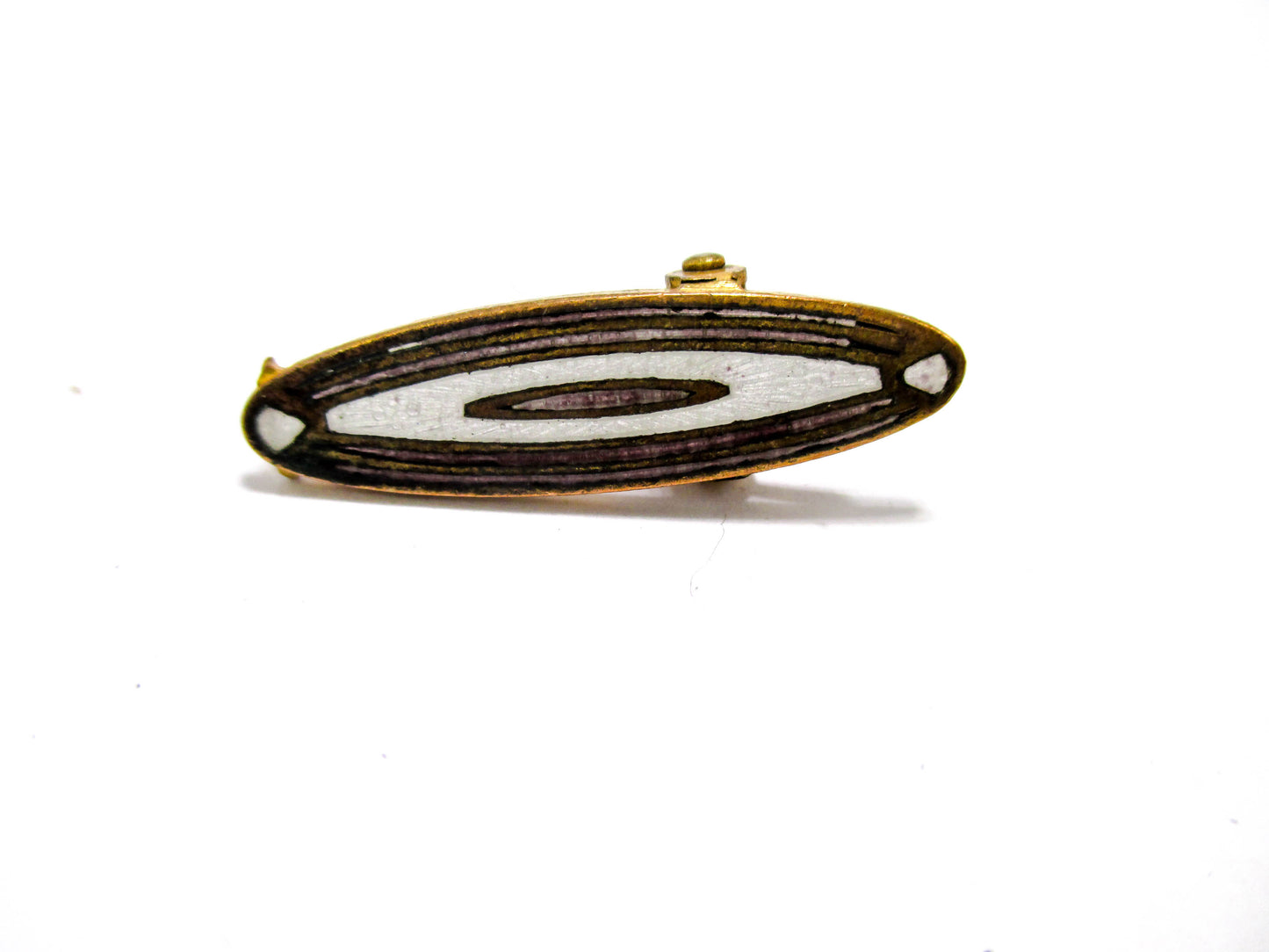 Short Gold Tone Tie Clip with Antique Enameling