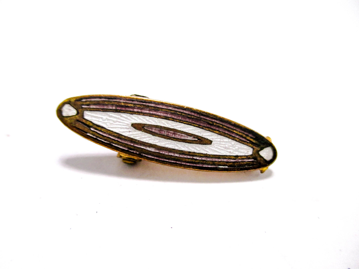 Short Gold Tone Tie Clip with Antique Enameling