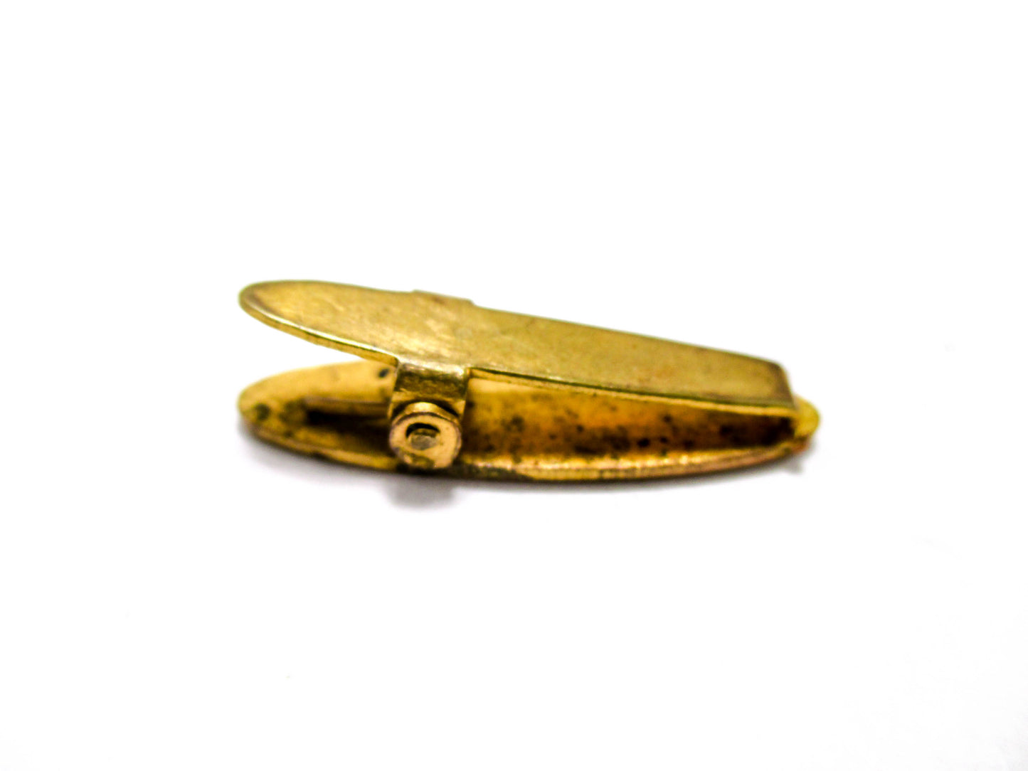 Short Gold Tone Tie Clip with Antique Enameling