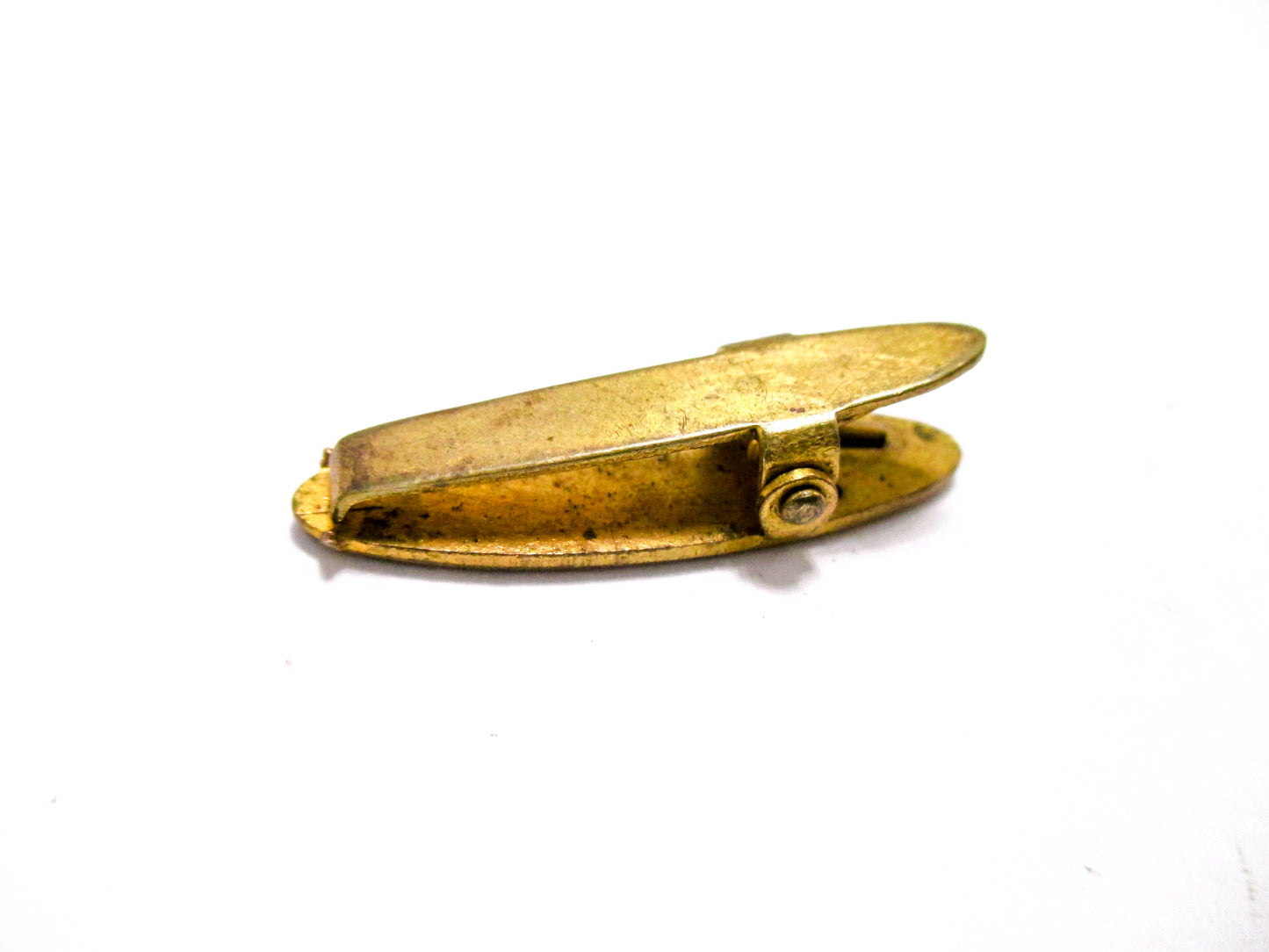Short Gold Tone Tie Clip with Antique Enameling