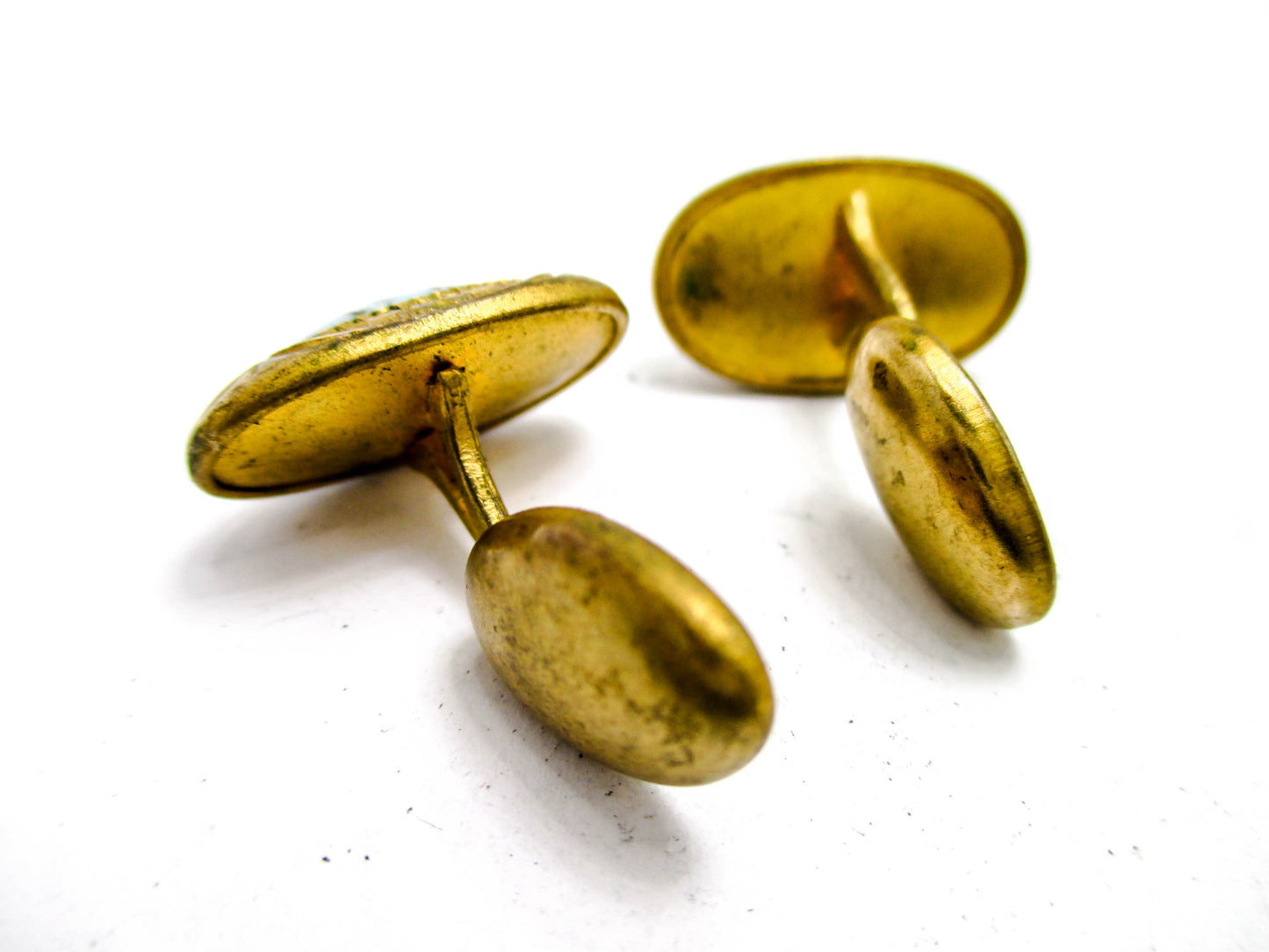 Antique Art Glass Cufflinks - Turquoise Glass