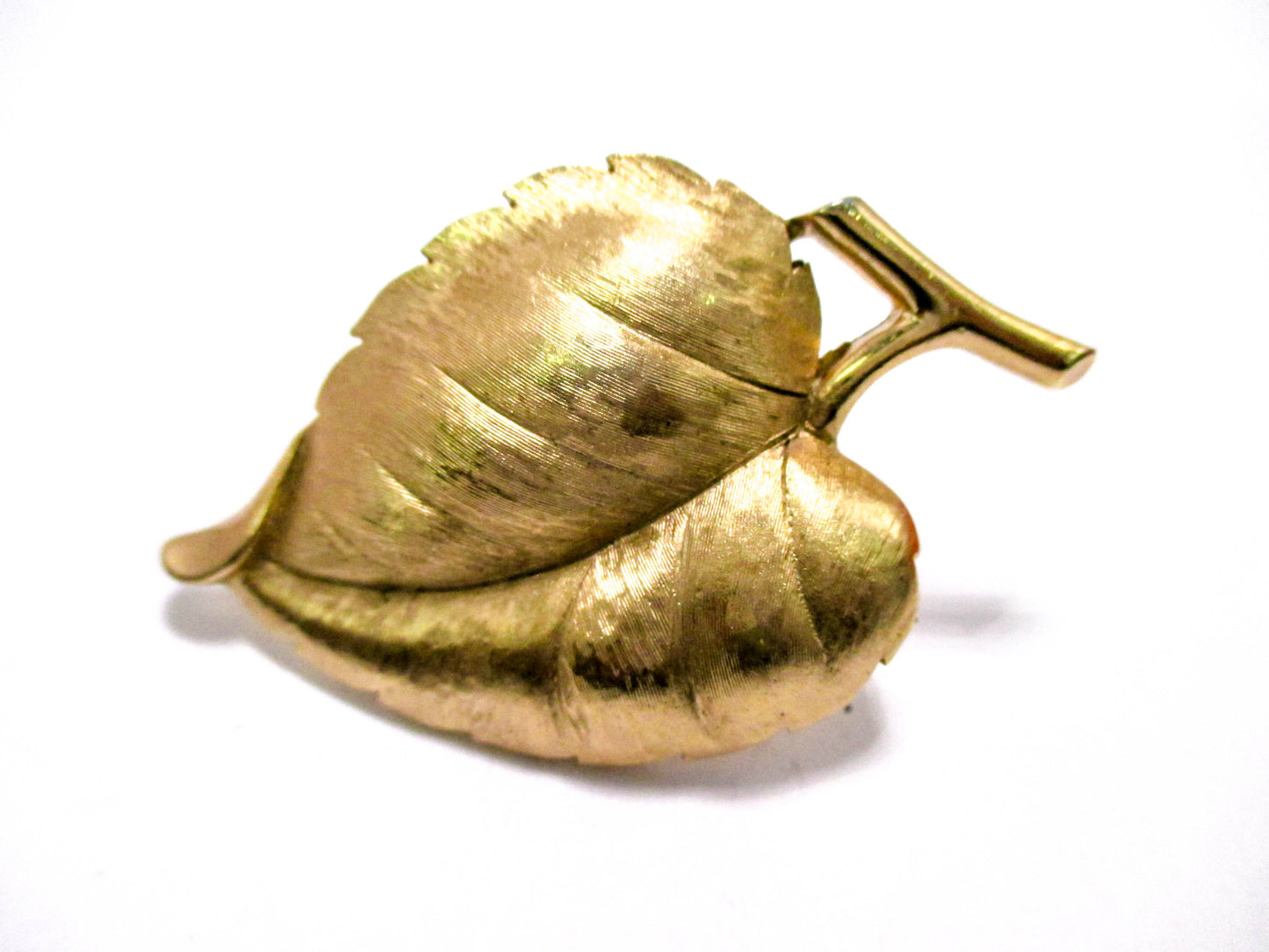 Vintage Gold Tone Leaf Pin Brooch - Large 2 inches
